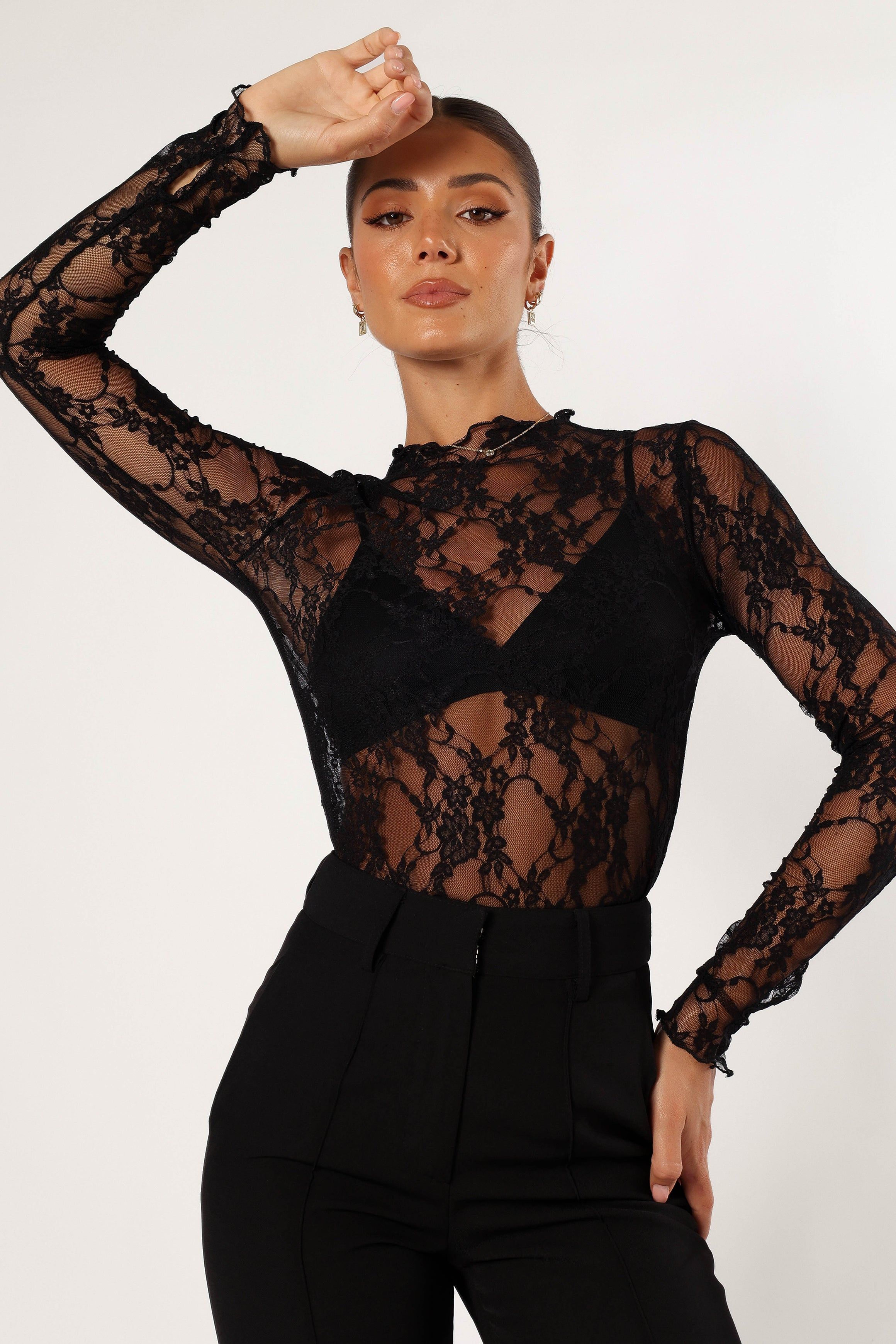 Ulysses Lace Top - Black sold by Petal & Pup