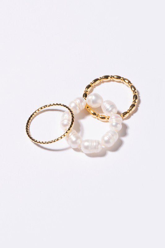 Pearl Ring Set - Gold sold by Petal & Pup