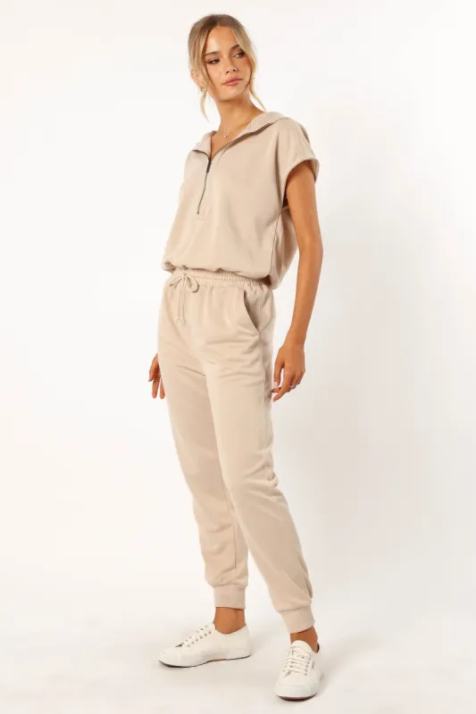 Kylie Sweater Jumpsuit - Taupe sold by Petal & Pup