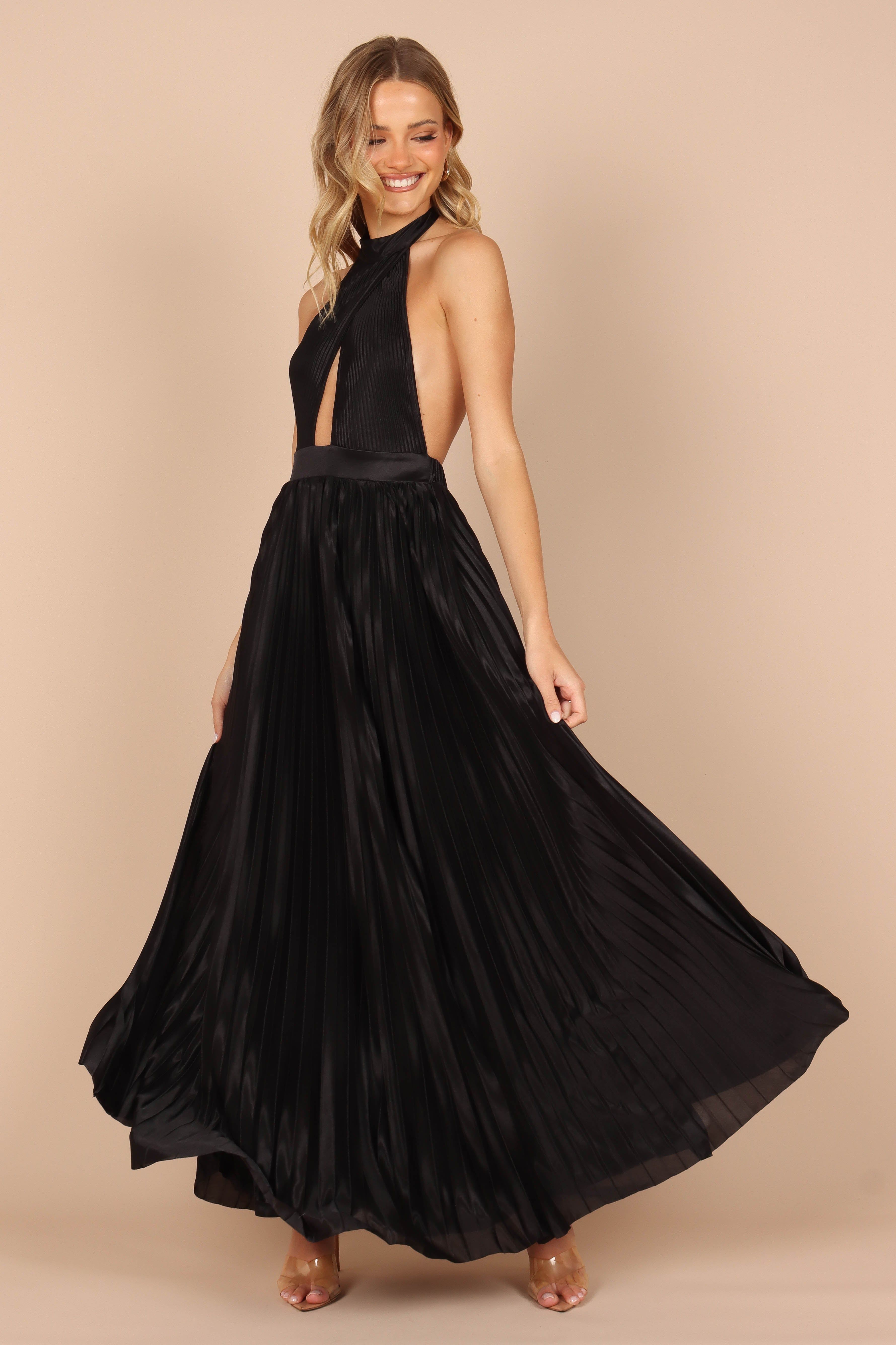 Elle Halter Neck Maxi Dress - Black sold by Petal & Pup