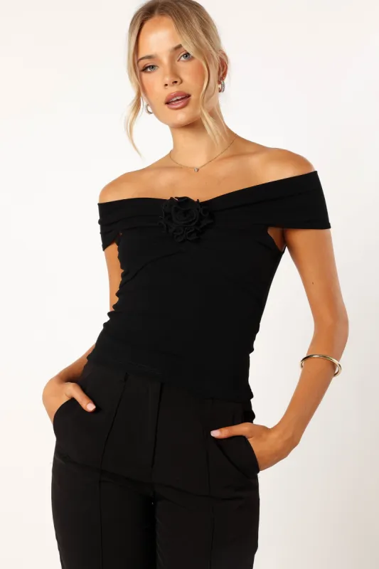 Yvette Rosette Top - Black sold by Petal & Pup