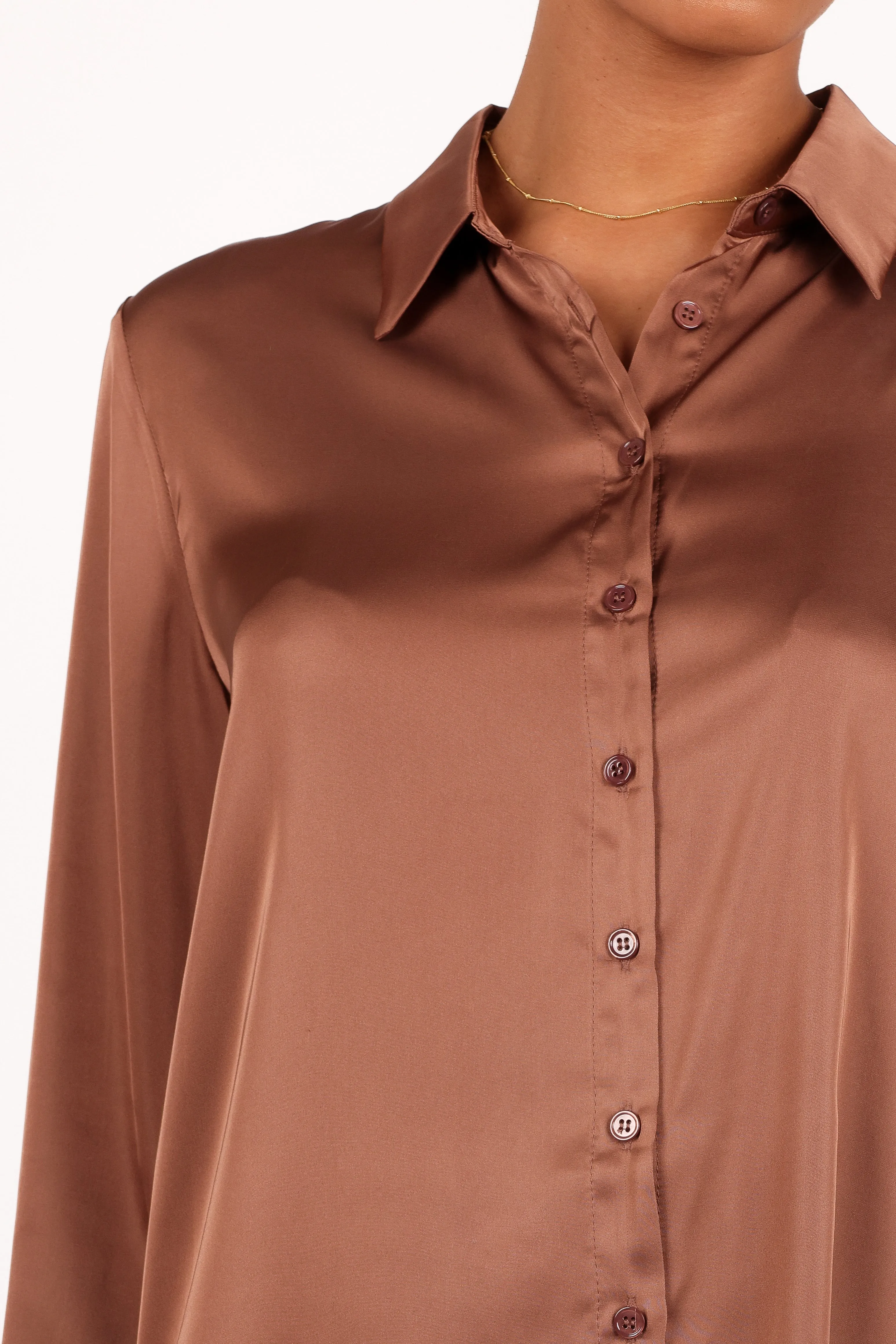 Narissa Satin Shirt - Banksia Brown sold by Petal & Pup product image thumbnail 3