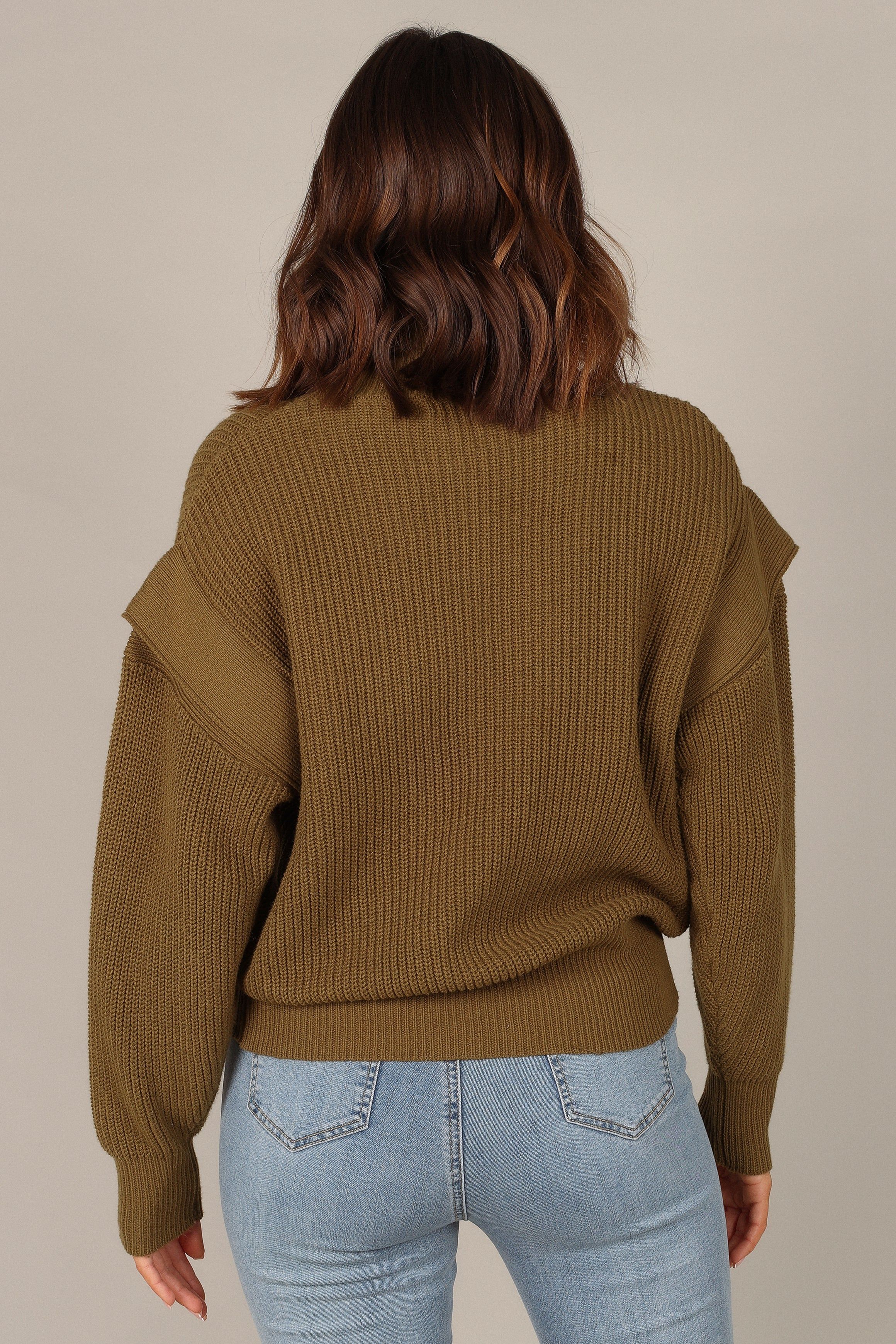Cynthia Mock Neck Knit Sweater - Olive sold by Petal & Pup product image thumbnail 6