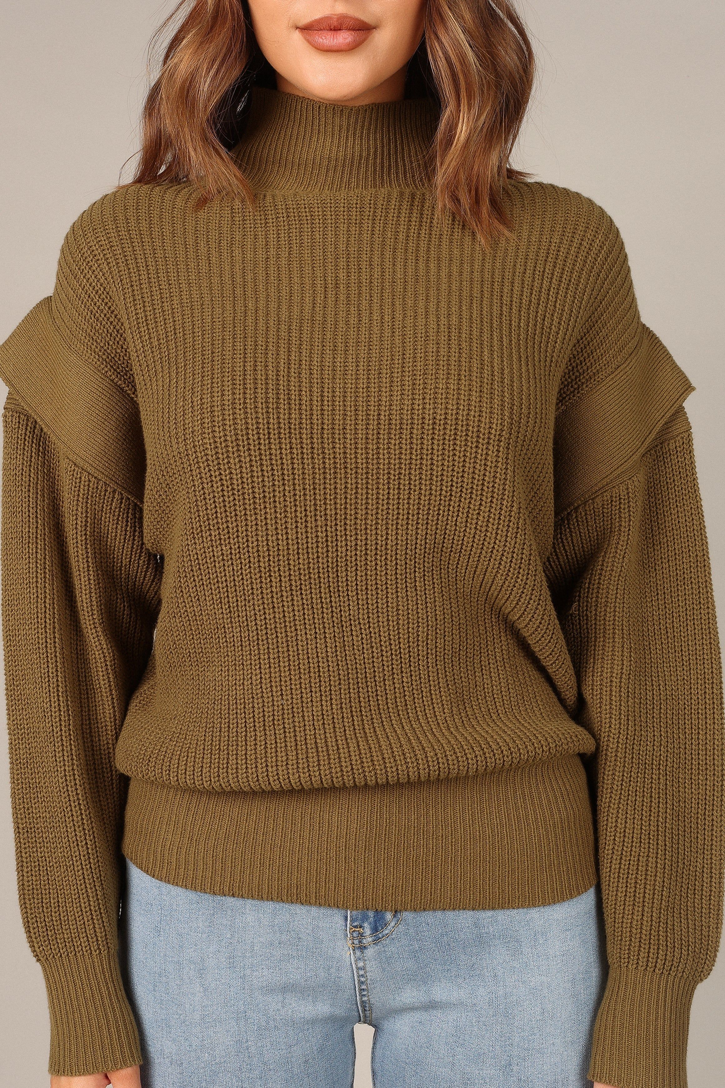 Cynthia Mock Neck Knit Sweater - Olive sold by Petal & Pup product image thumbnail 3