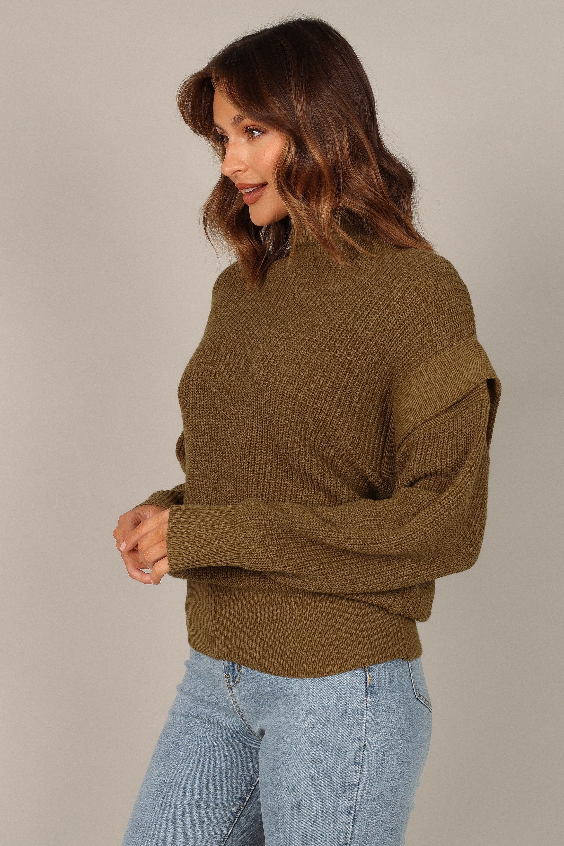 Cynthia Mock Neck Knit Sweater - Olive sold by Petal & Pup product image thumbnail 5