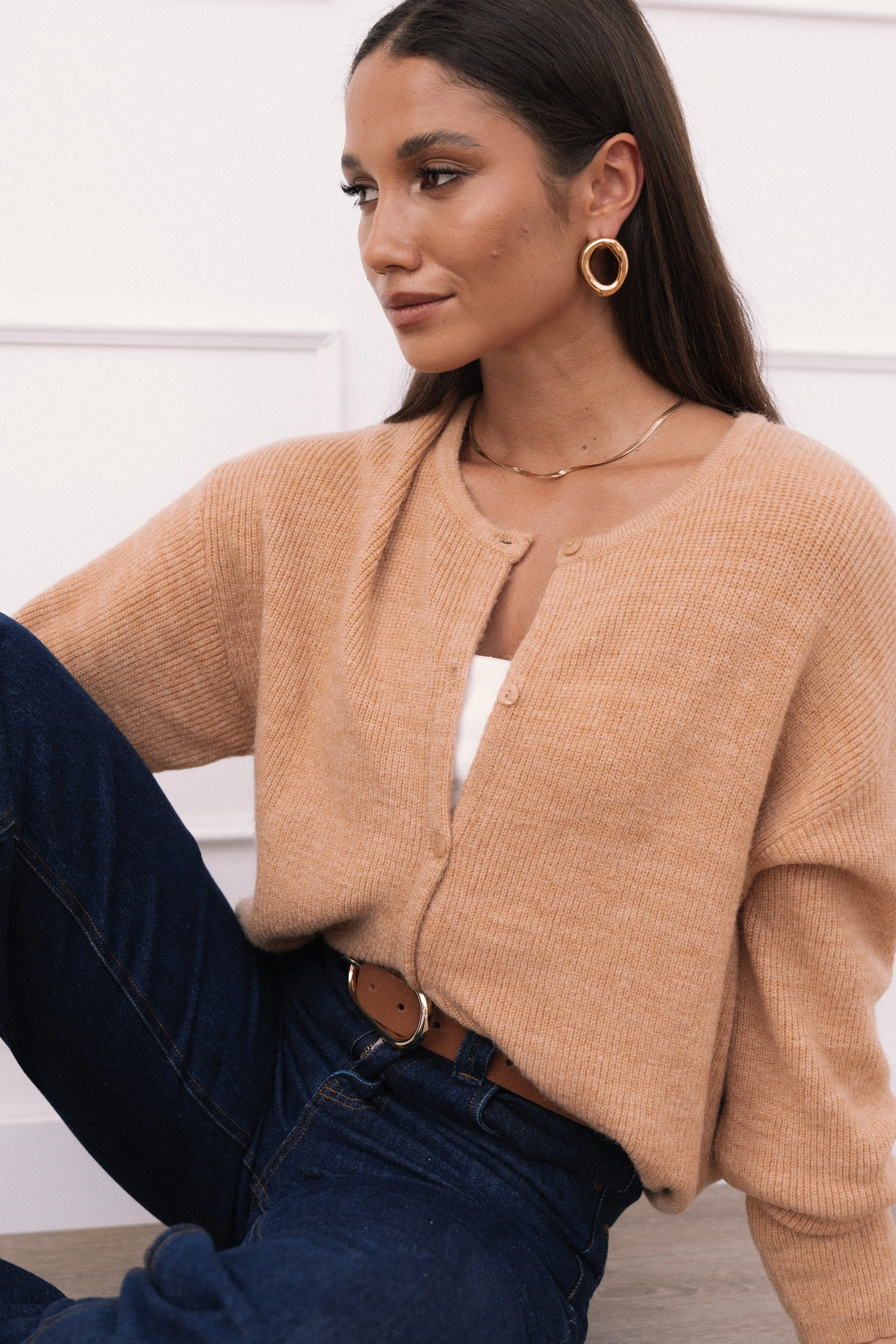 Astor Classic Button Up Cardigan - Caramel sold by Petal & Pup