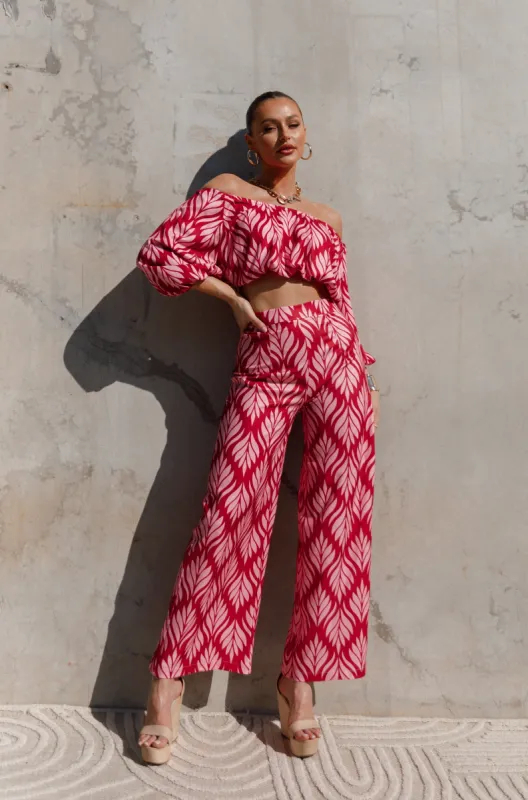 Alexia Wide Leg Pants - Pink sold by Petal & Pup