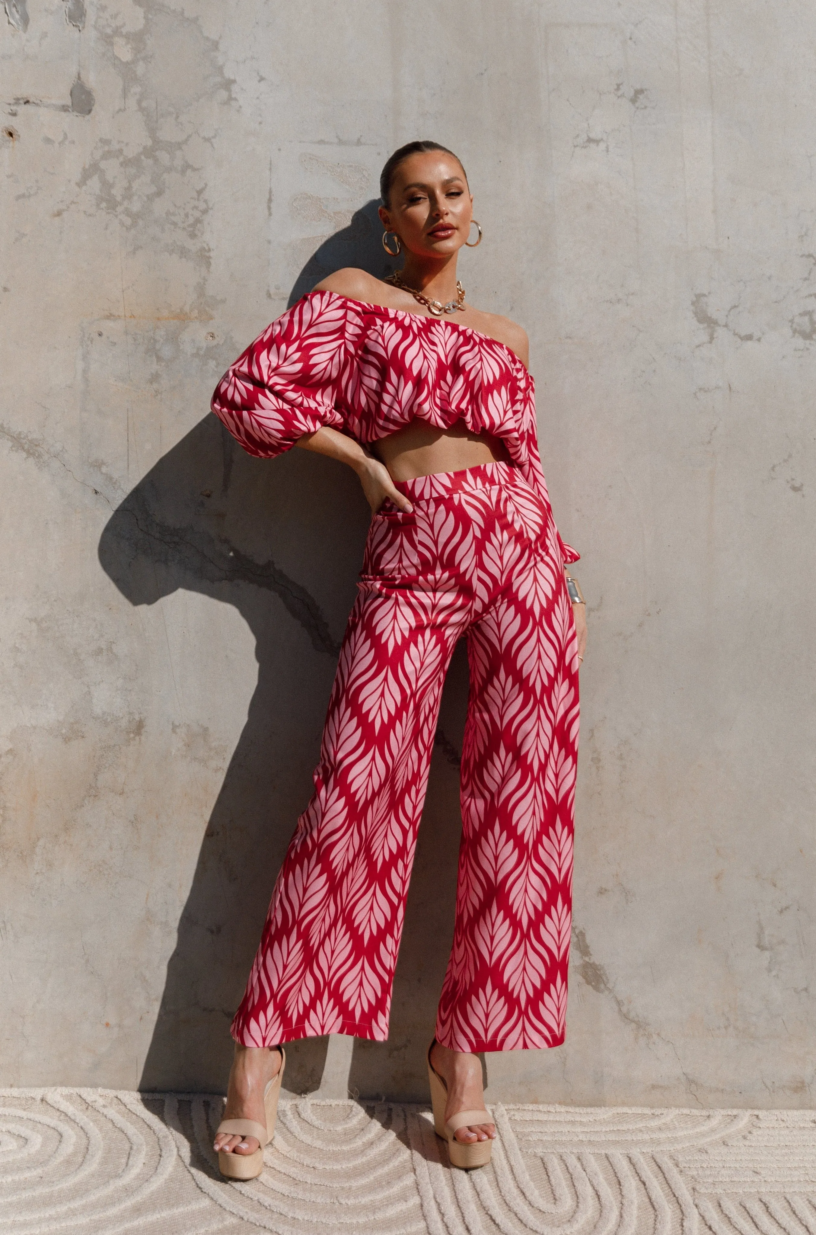 Alexia Wide Leg Pants - Pink sold by Petal & Pup