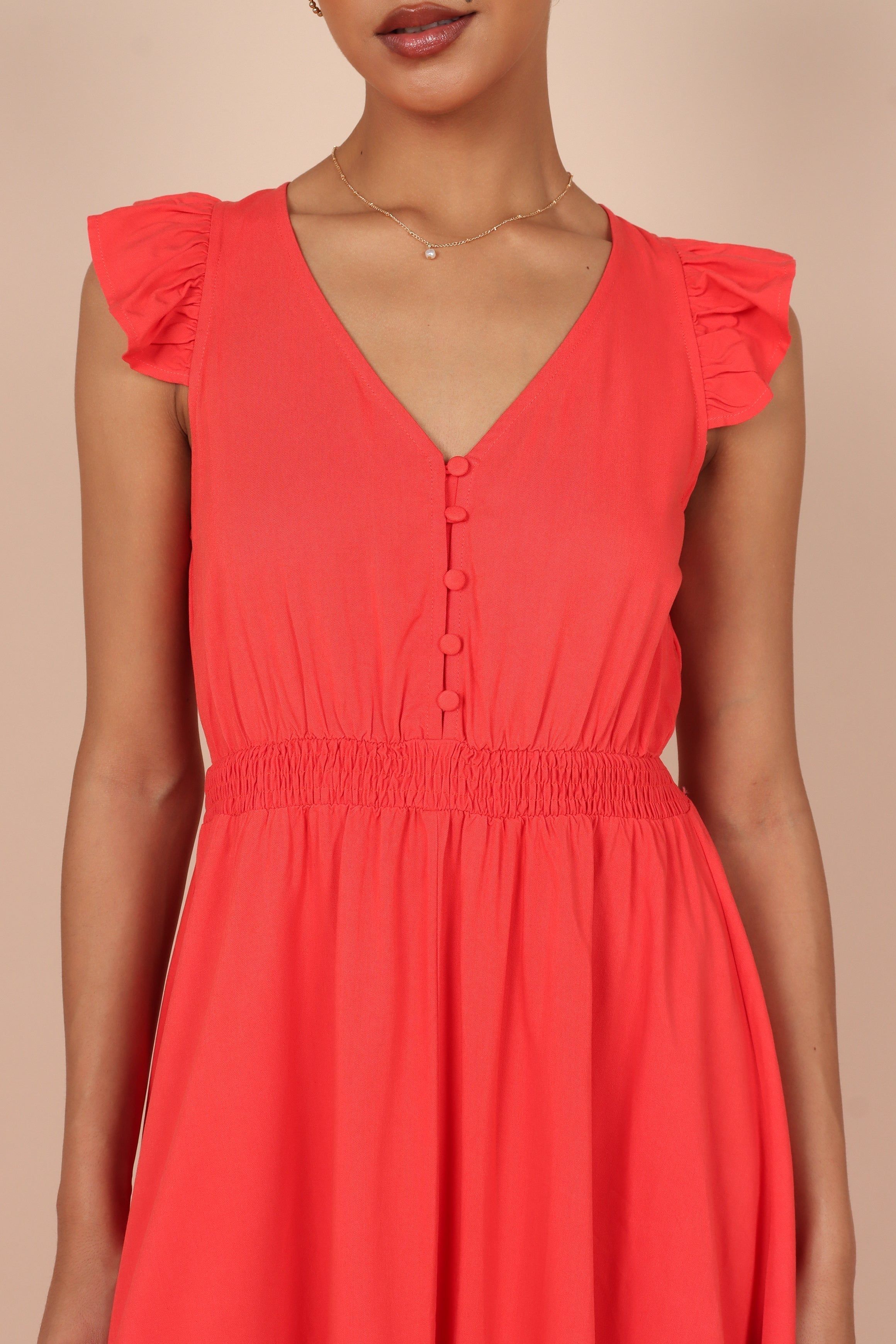 Cassatt Frill Cap Sleeve Midi Dress - Red sold by Petal & Pup product image thumbnail 4