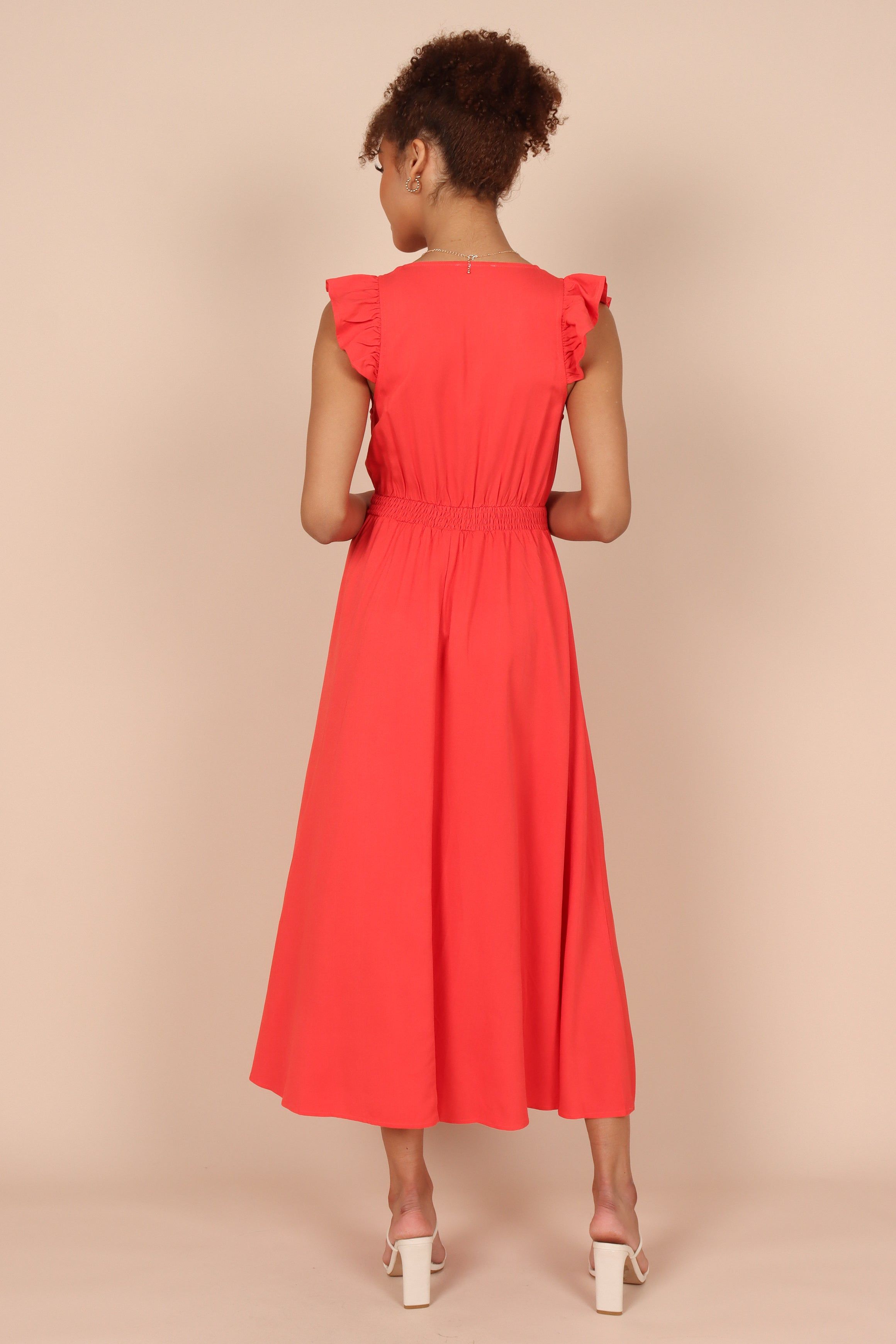 Cassatt Frill Cap Sleeve Midi Dress - Red sold by Petal & Pup product image thumbnail 6