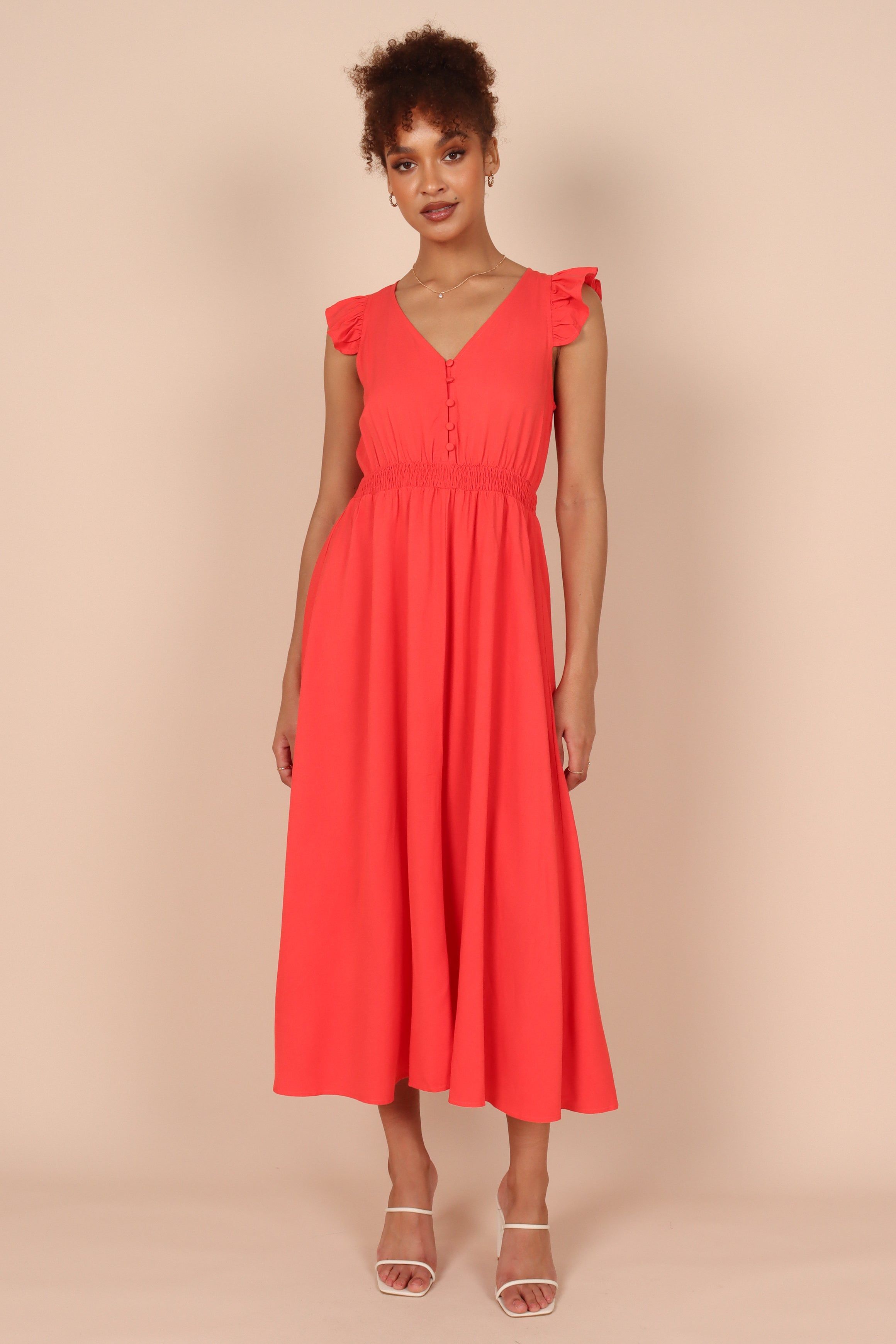 Cassatt Frill Cap Sleeve Midi Dress - Red sold by Petal & Pup product image thumbnail 8