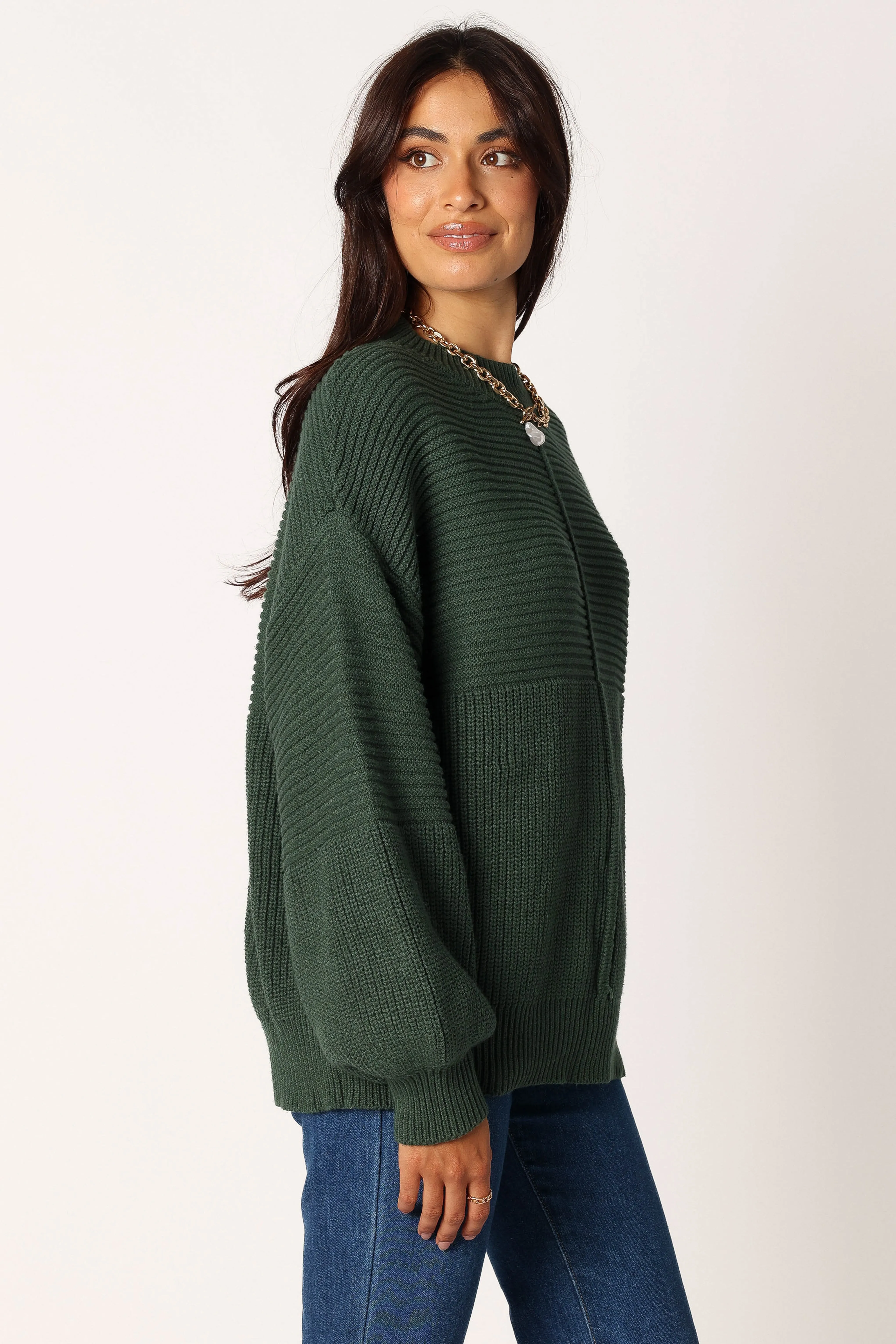 Meredith Ribbed Crewneck Knit Sweater - Green sold by Petal & Pup product image thumbnail 5