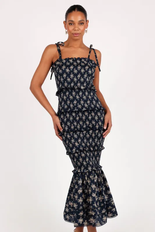 Jazy Midi Dress - Navy Floral sold by Petal & Pup