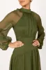 Julip Sheer Long Sleeve Maxi Dress - Olive sold by Petal & Pup