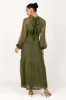 Julip Sheer Long Sleeve Maxi Dress - Olive sold by Petal & Pup
