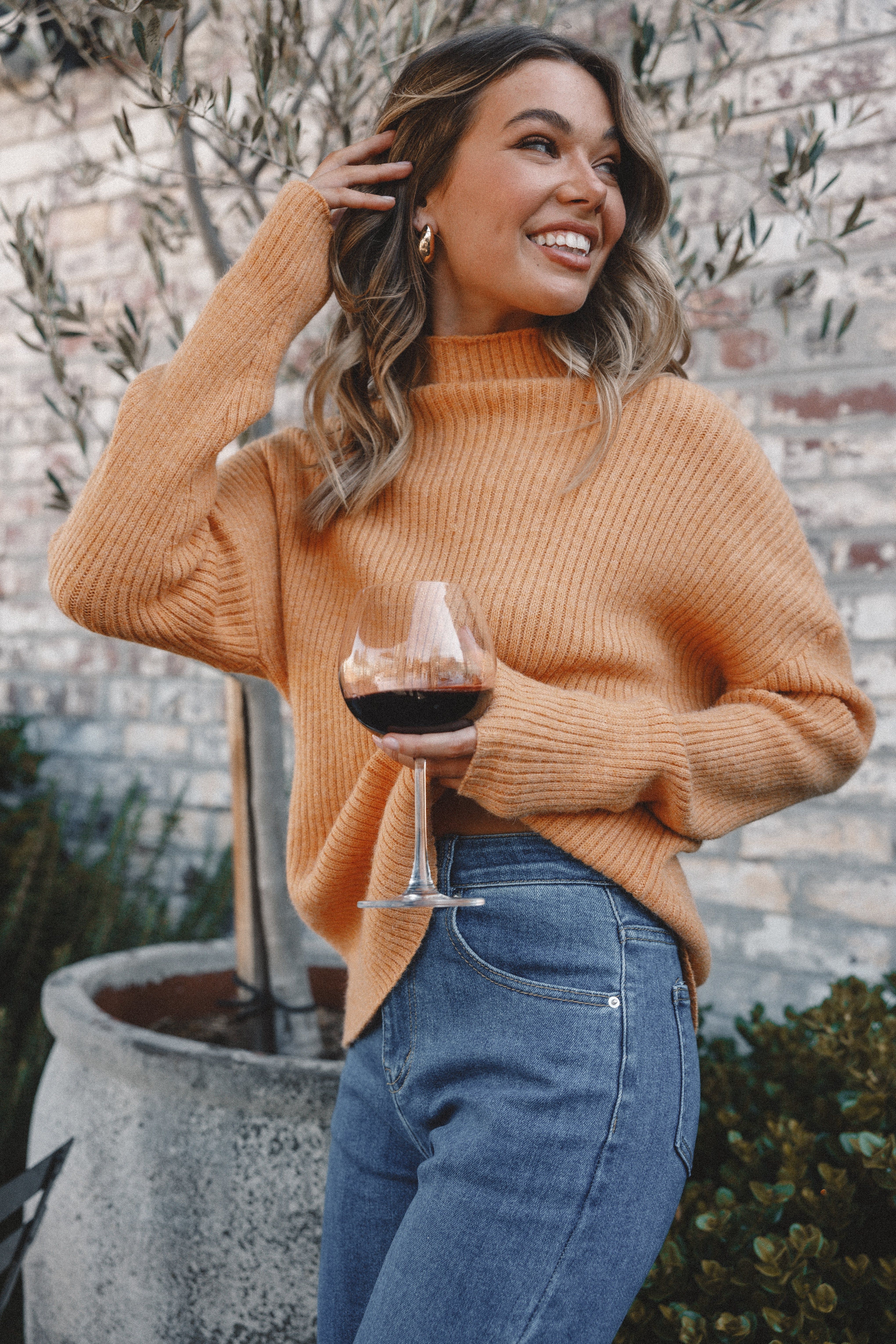 Kora Mock Neck Knit Sweater - Camel sold by Petal & Pup