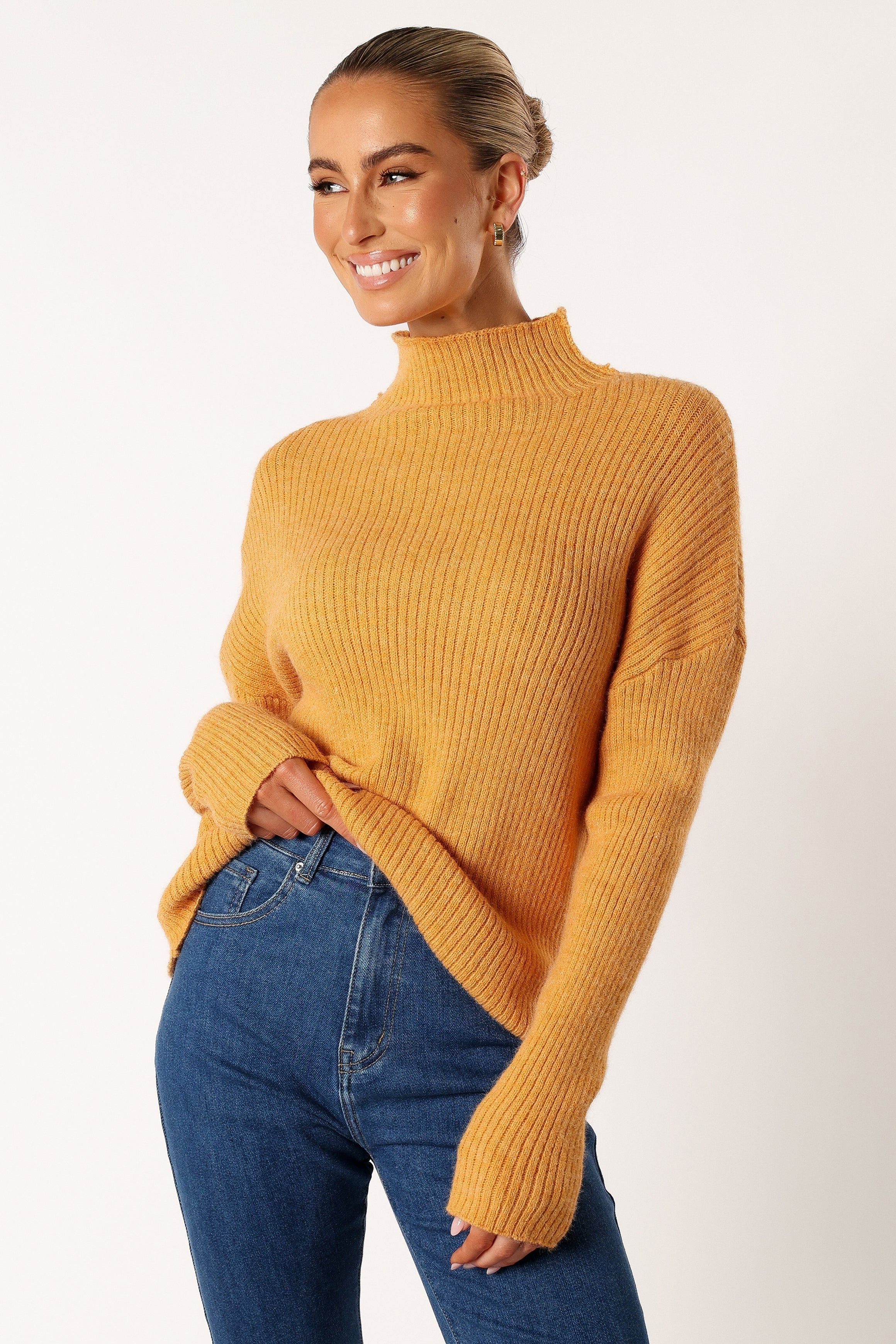 Kora Mock Neck Knit Sweater - Camel sold by Petal & Pup product image thumbnail 4