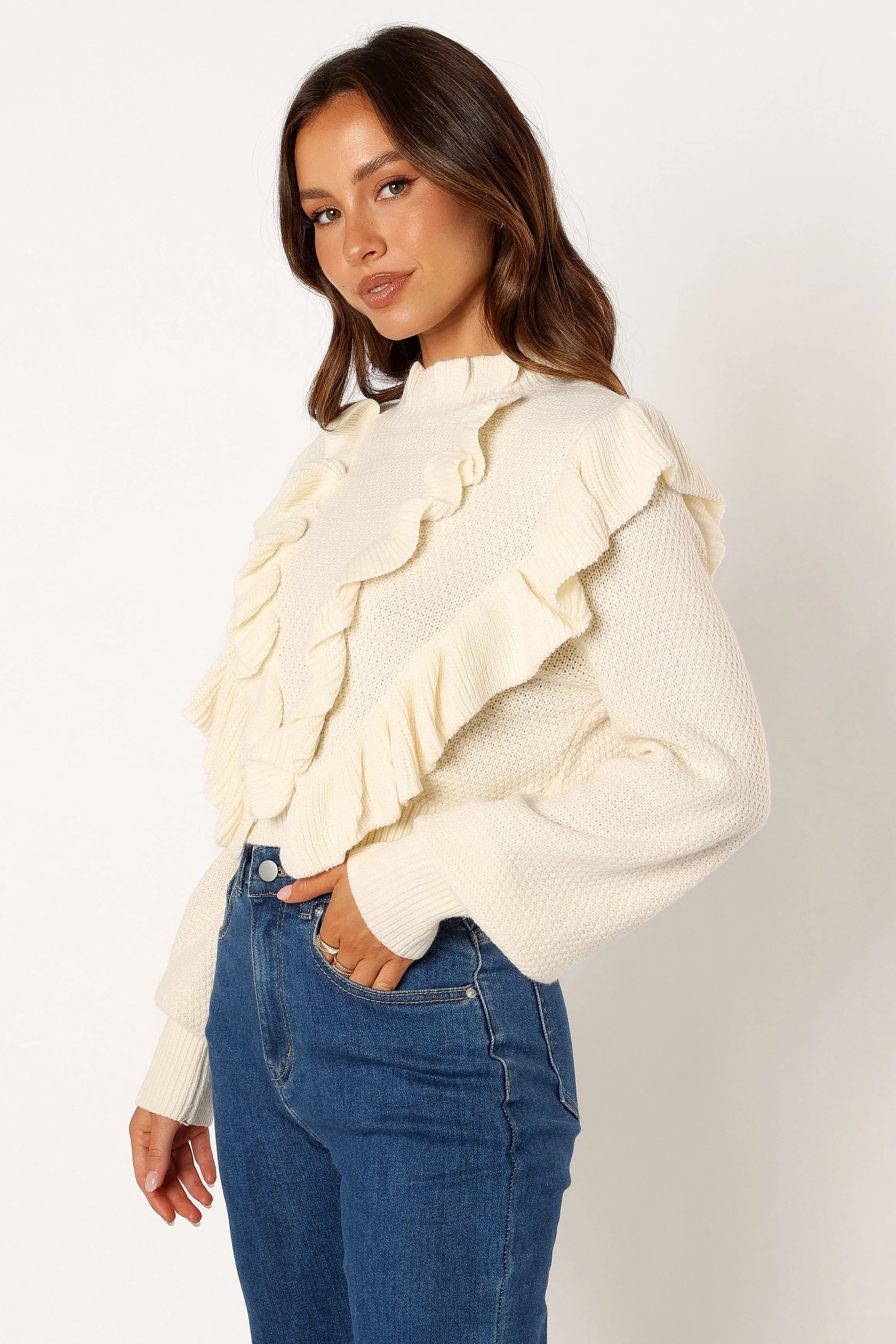 Charice Knit Long Sleeve Top - Cream sold by Petal & Pup product image thumbnail 5