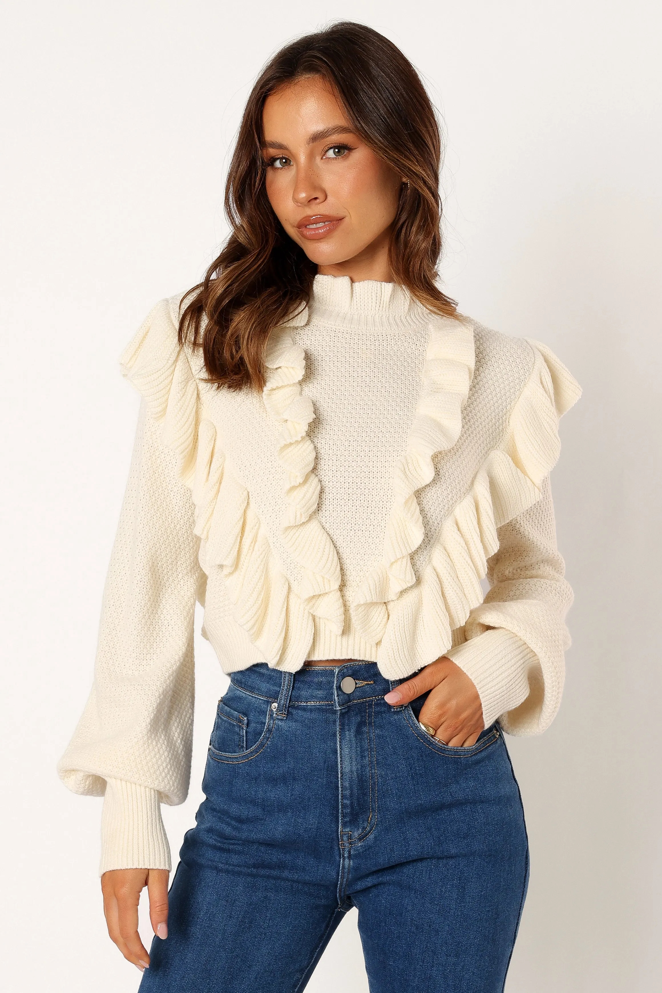 Charice Knit Long Sleeve Top - Cream sold by Petal & Pup product image thumbnail 3