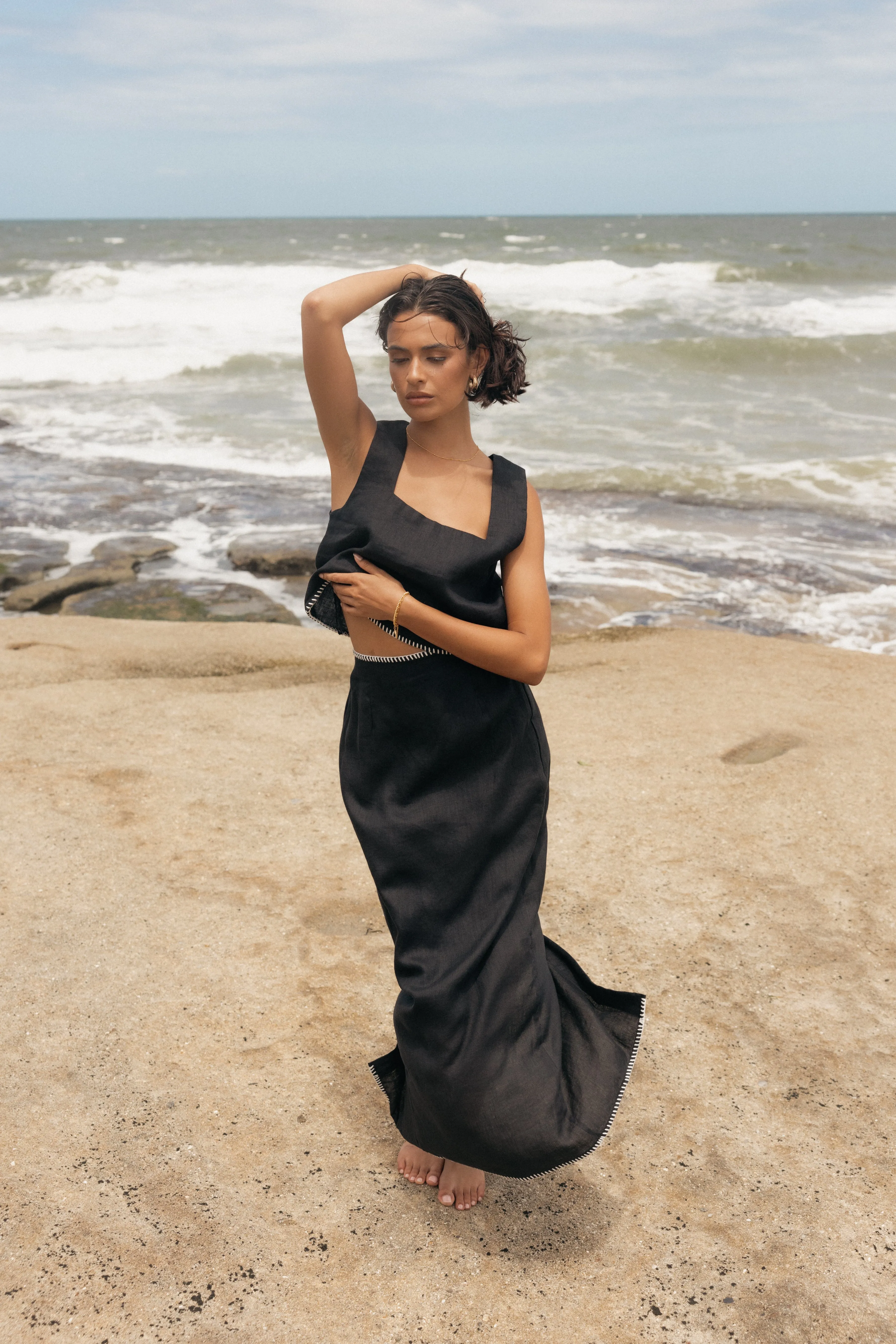 Odette Midi Skirt - Black sold by Petal & Pup