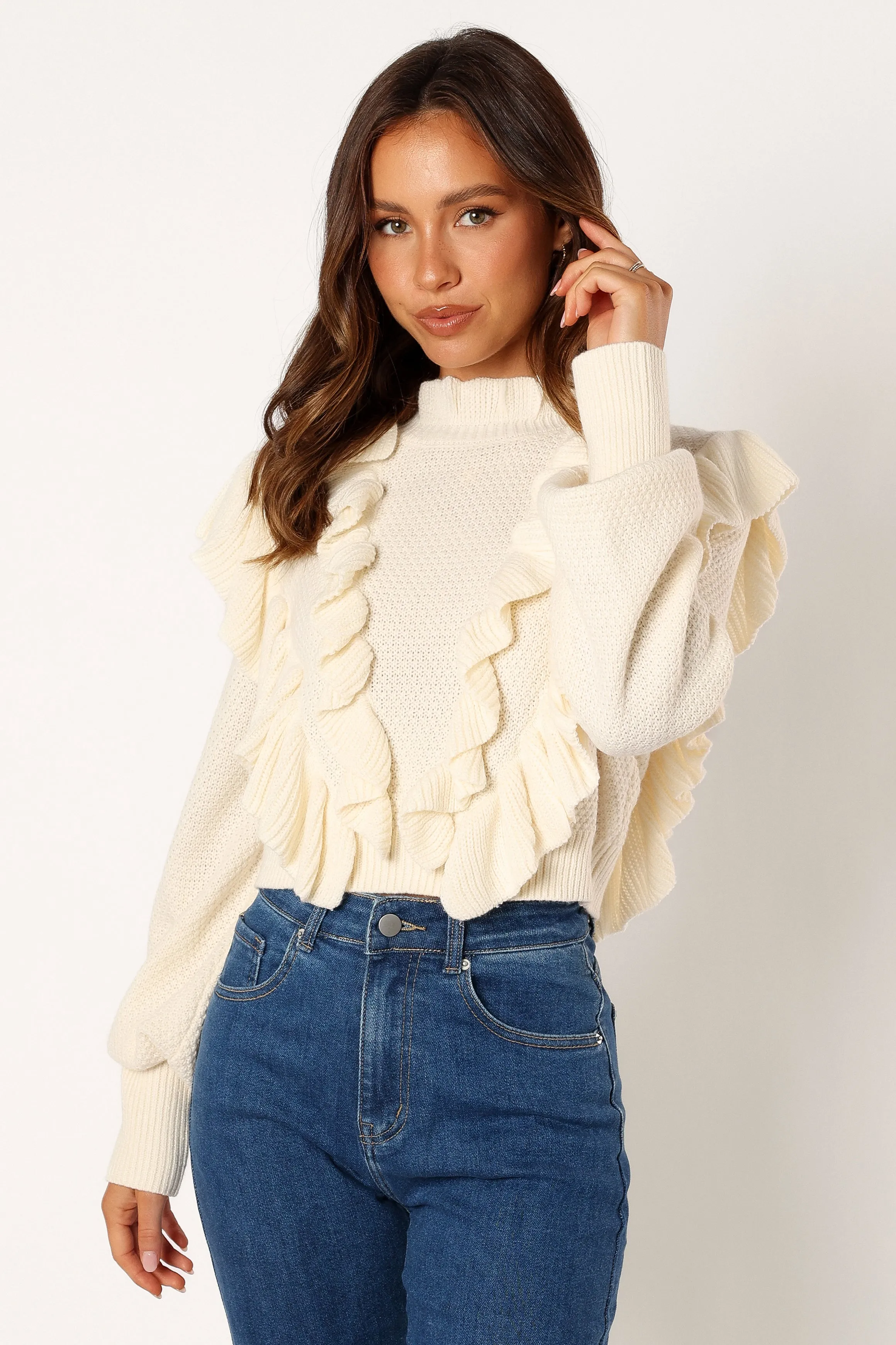 Charice Knit Long Sleeve Top - Cream sold by Petal & Pup product image thumbnail 4