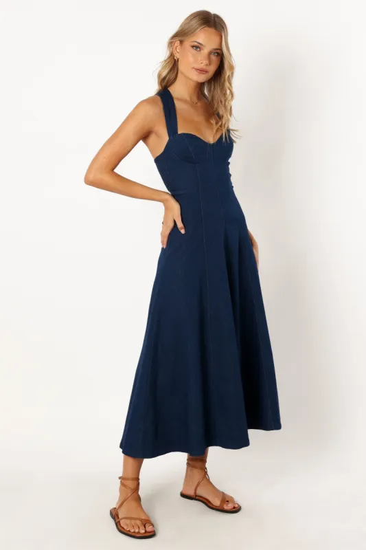 Everly Crossback Midi Dress - Denim sold by Petal & Pup