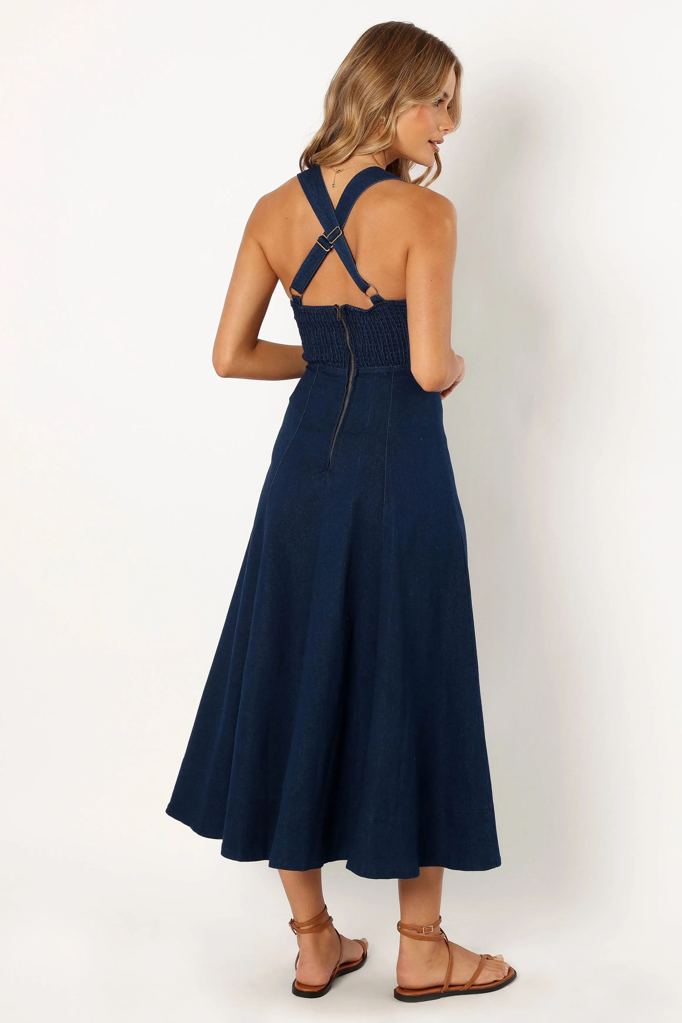 Everly Crossback Midi Dress - Denim sold by Petal & Pup product image thumbnail 5