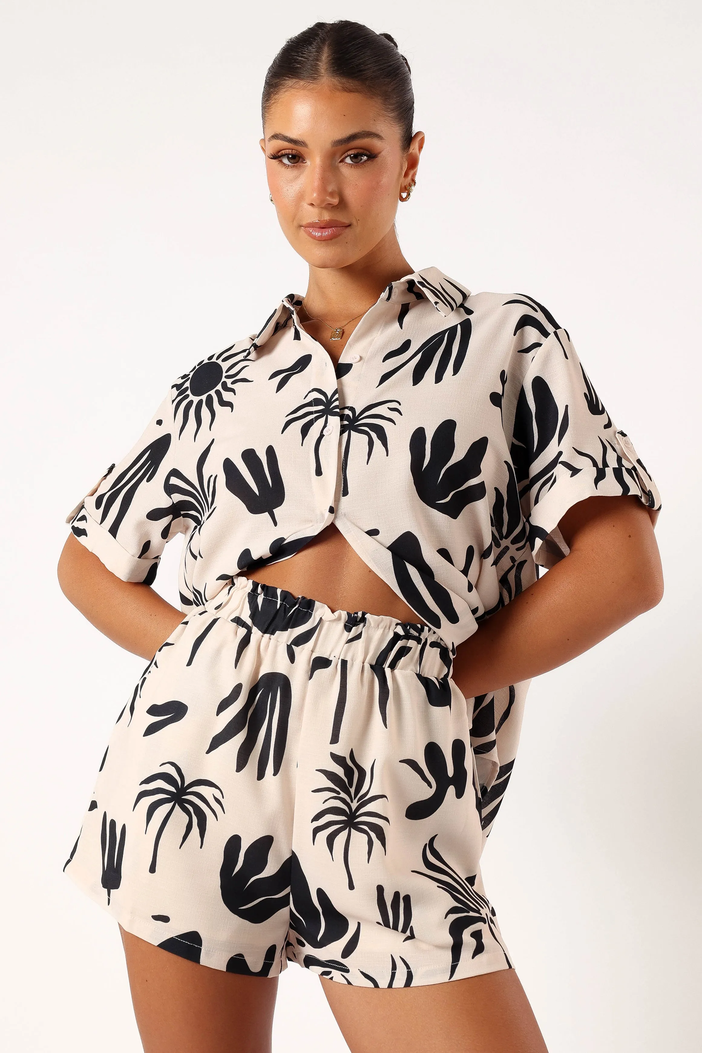 Sawyer Short Sleeve Shirt - Beige Black sold by Petal & Pup product image thumbnail 3