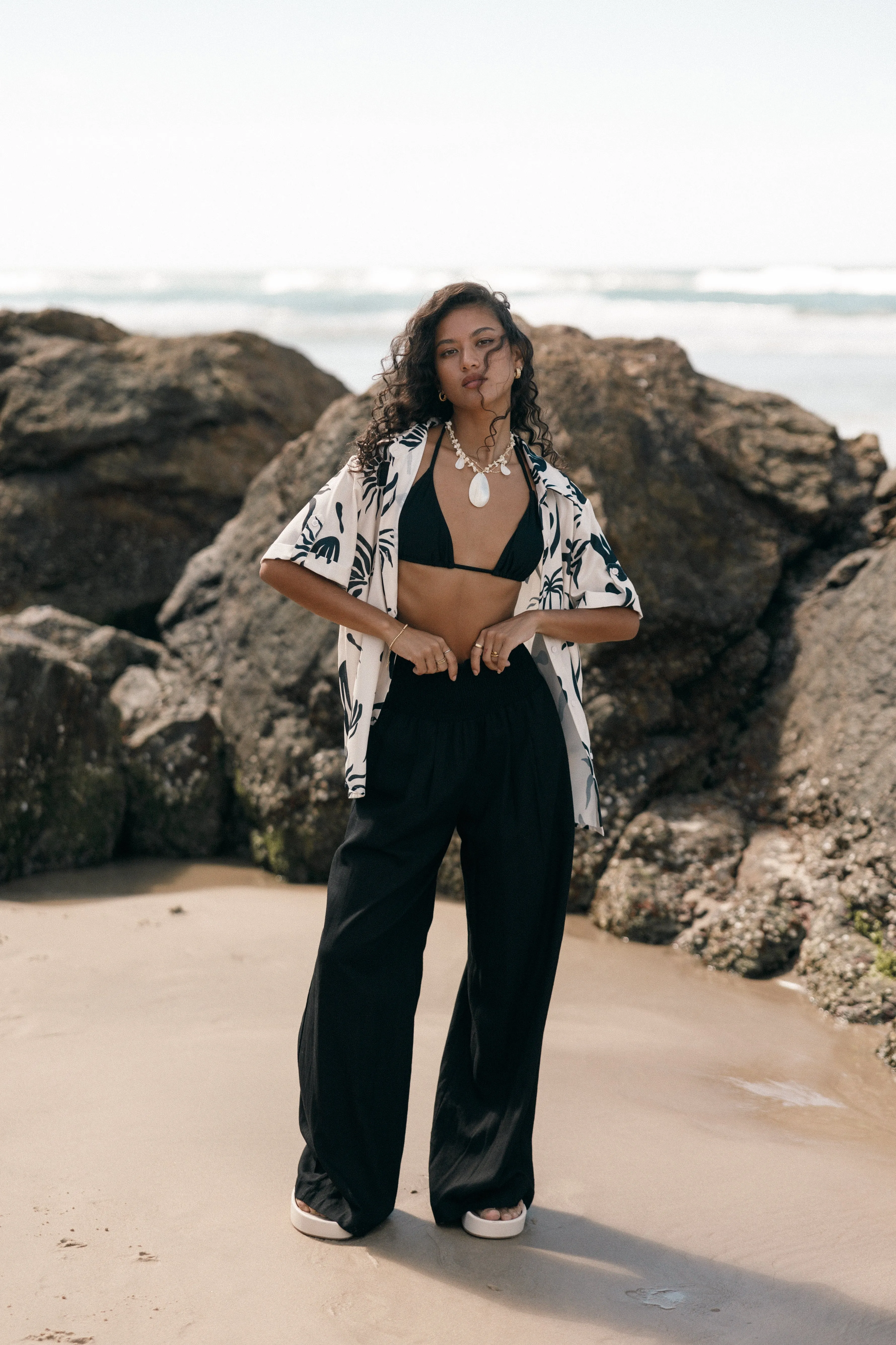 Sawyer Short Sleeve Shirt - Beige Black sold by Petal & Pup product image thumbnail 2