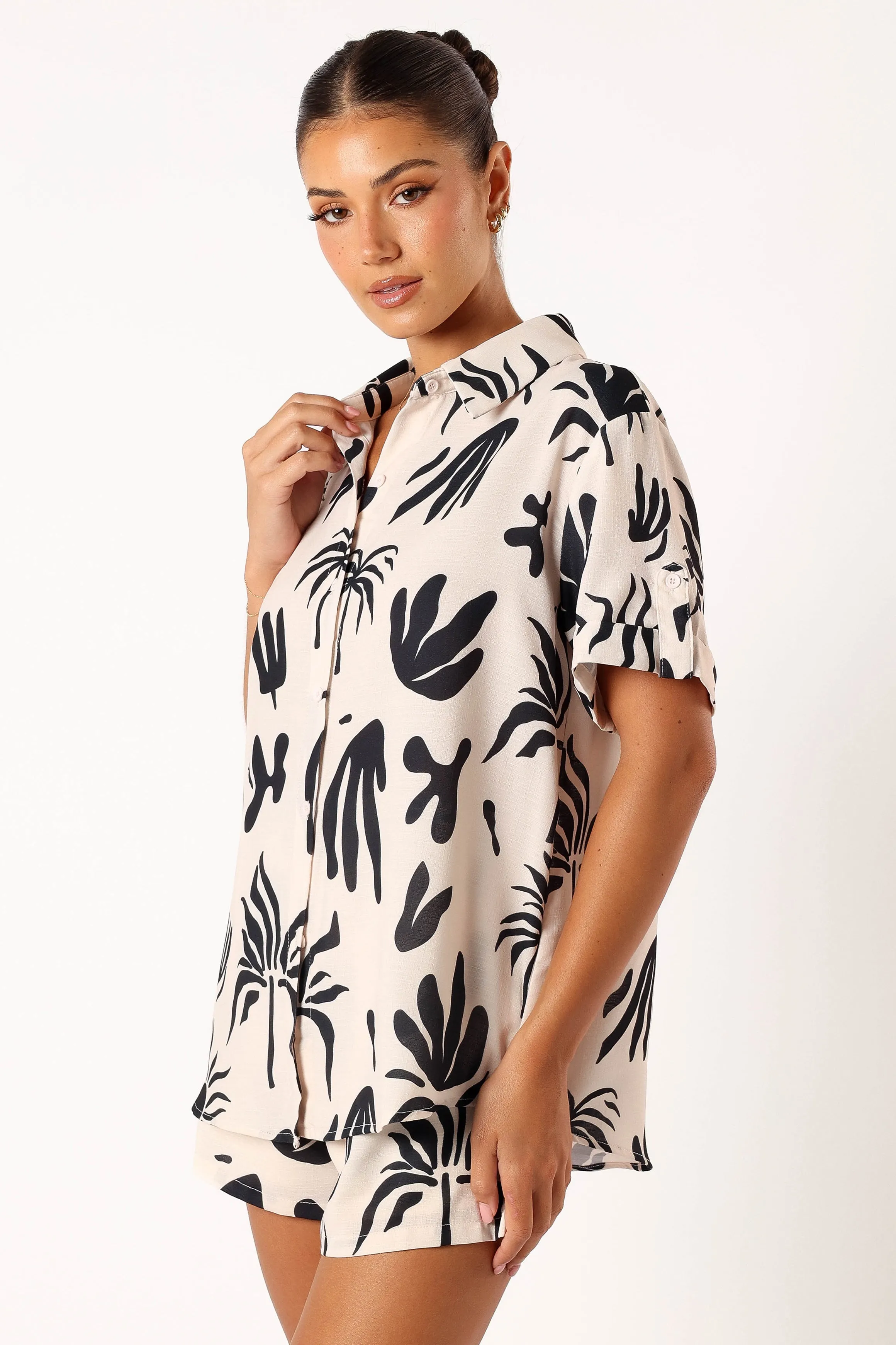 Sawyer Short Sleeve Shirt - Beige Black sold by Petal & Pup product image thumbnail 5