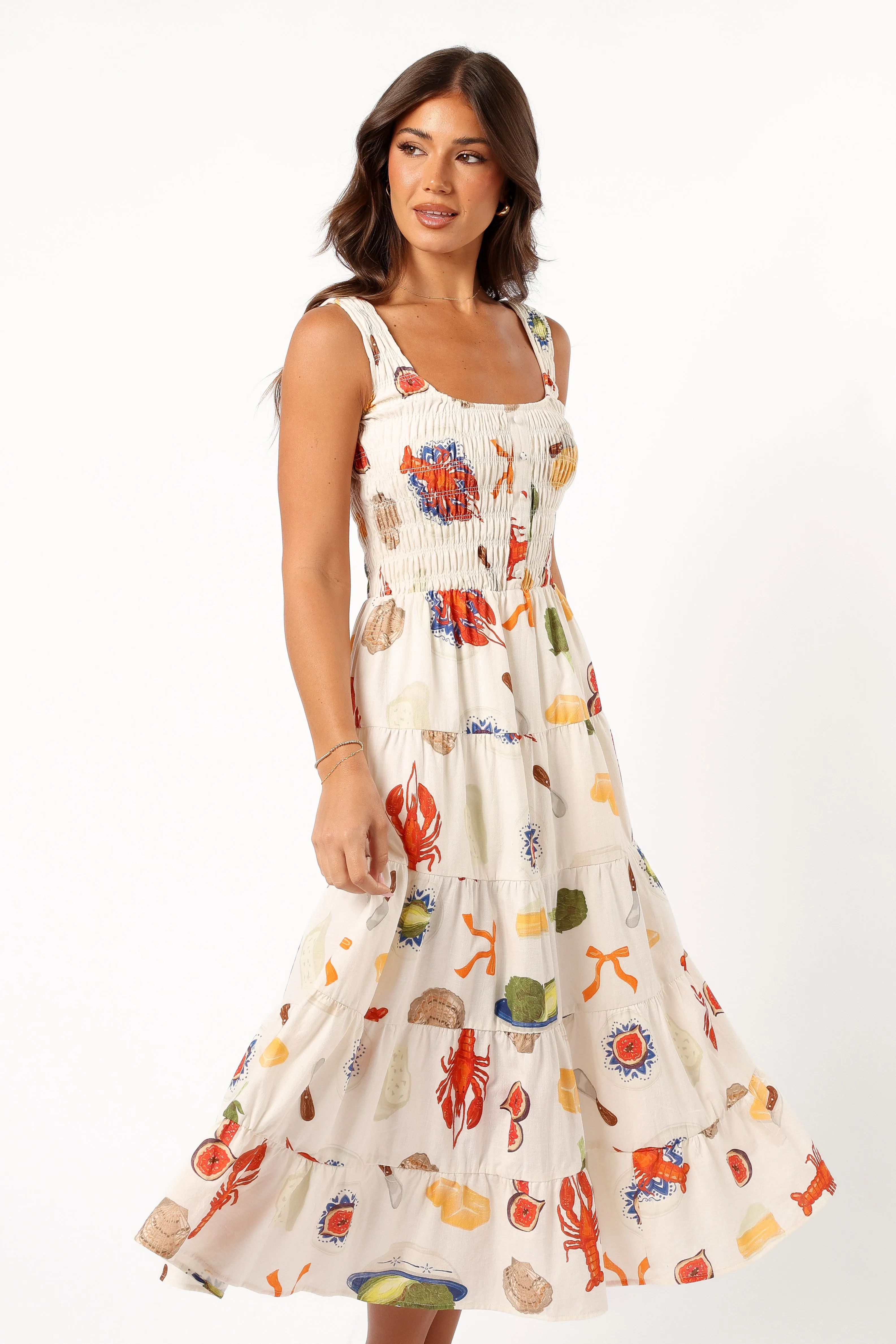 Starlette Midi Dress - Cream Multi sold by Petal & Pup