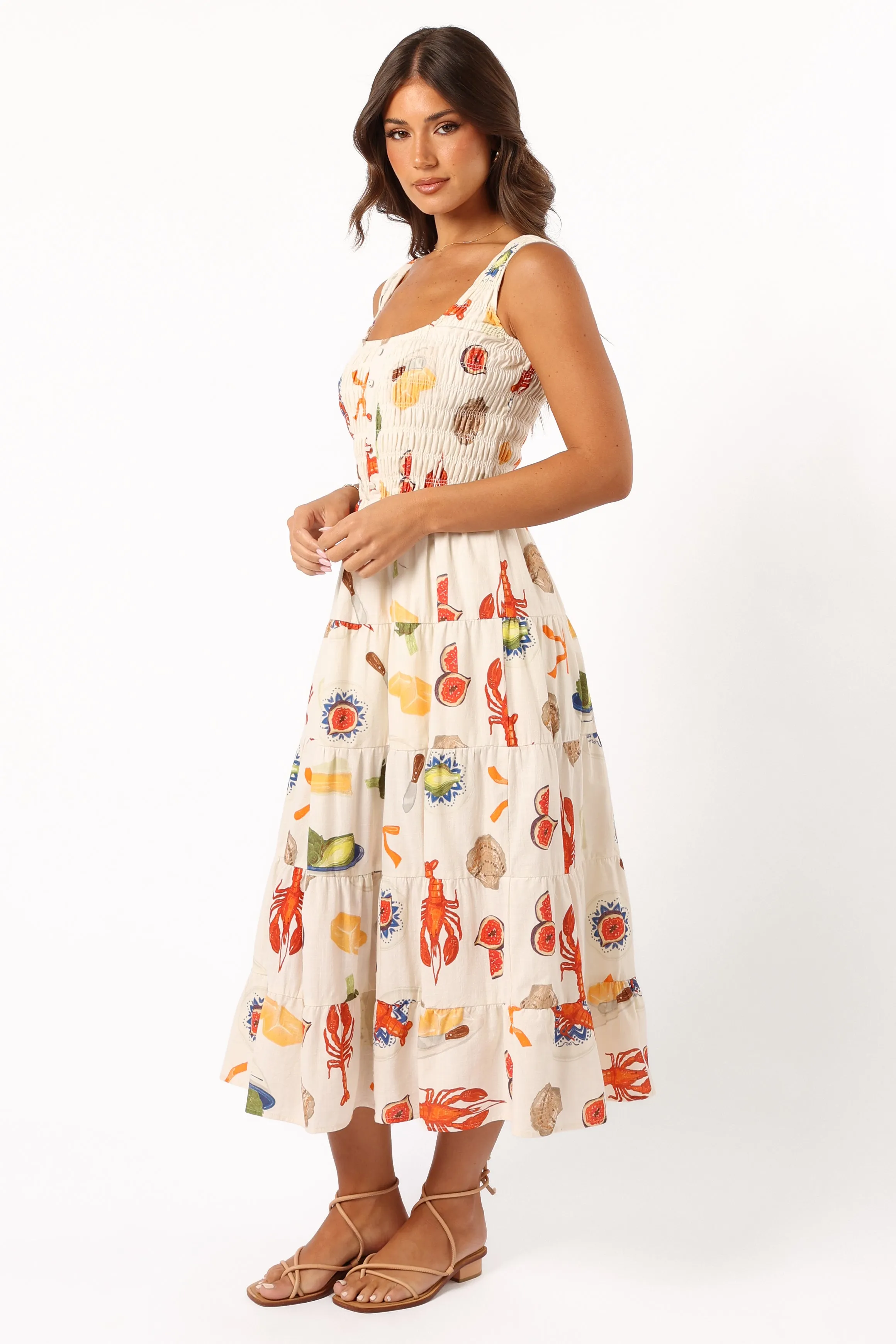 Starlette Midi Dress - Cream Multi sold by Petal & Pup product image thumbnail 3