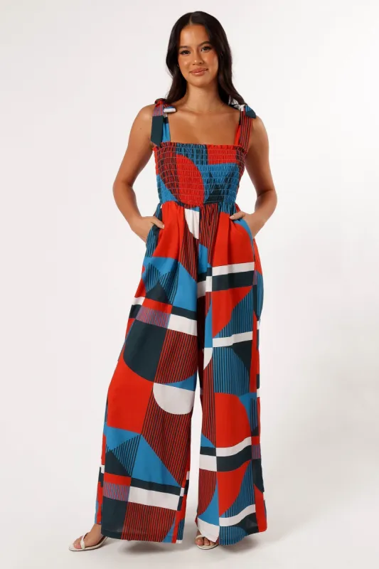 Wrenley Jumpsuit - Blue Geo sold by Petal & Pup