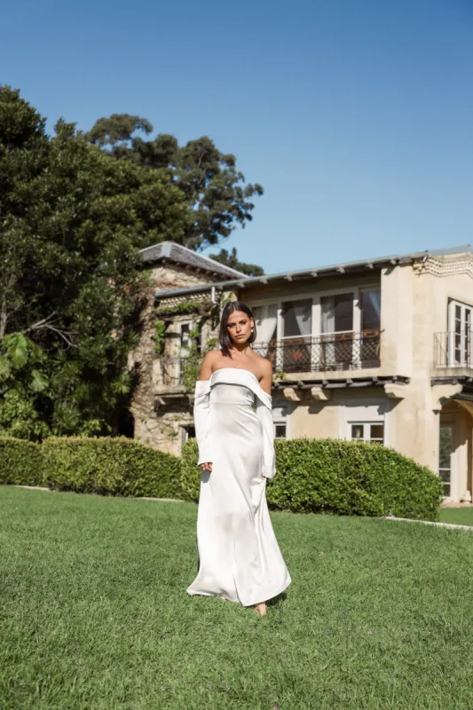 Gigi Off Shoulder Maxi Dress - Cream sold by Petal & Pup