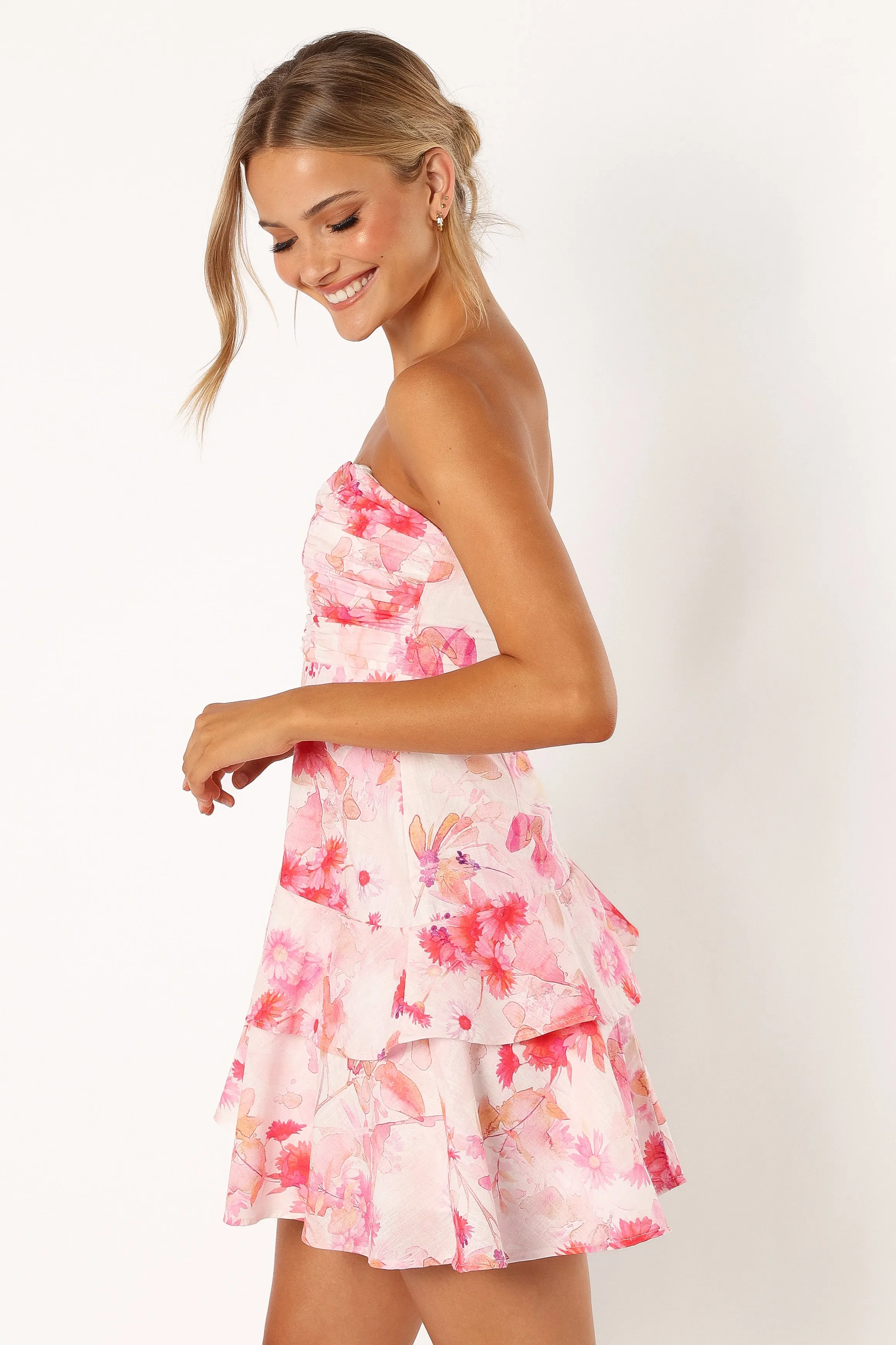 Sanal Tiered Mini Dress - Pink Floral sold by Petal & Pup product image thumbnail 2