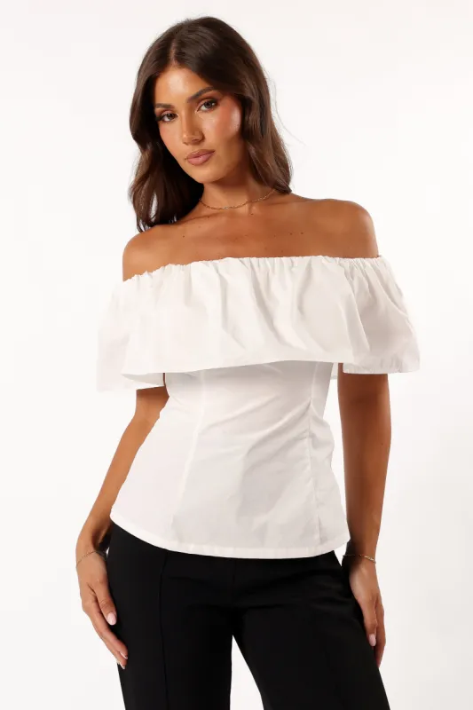 Emery Off The Shoulder Top - White sold by Petal & Pup