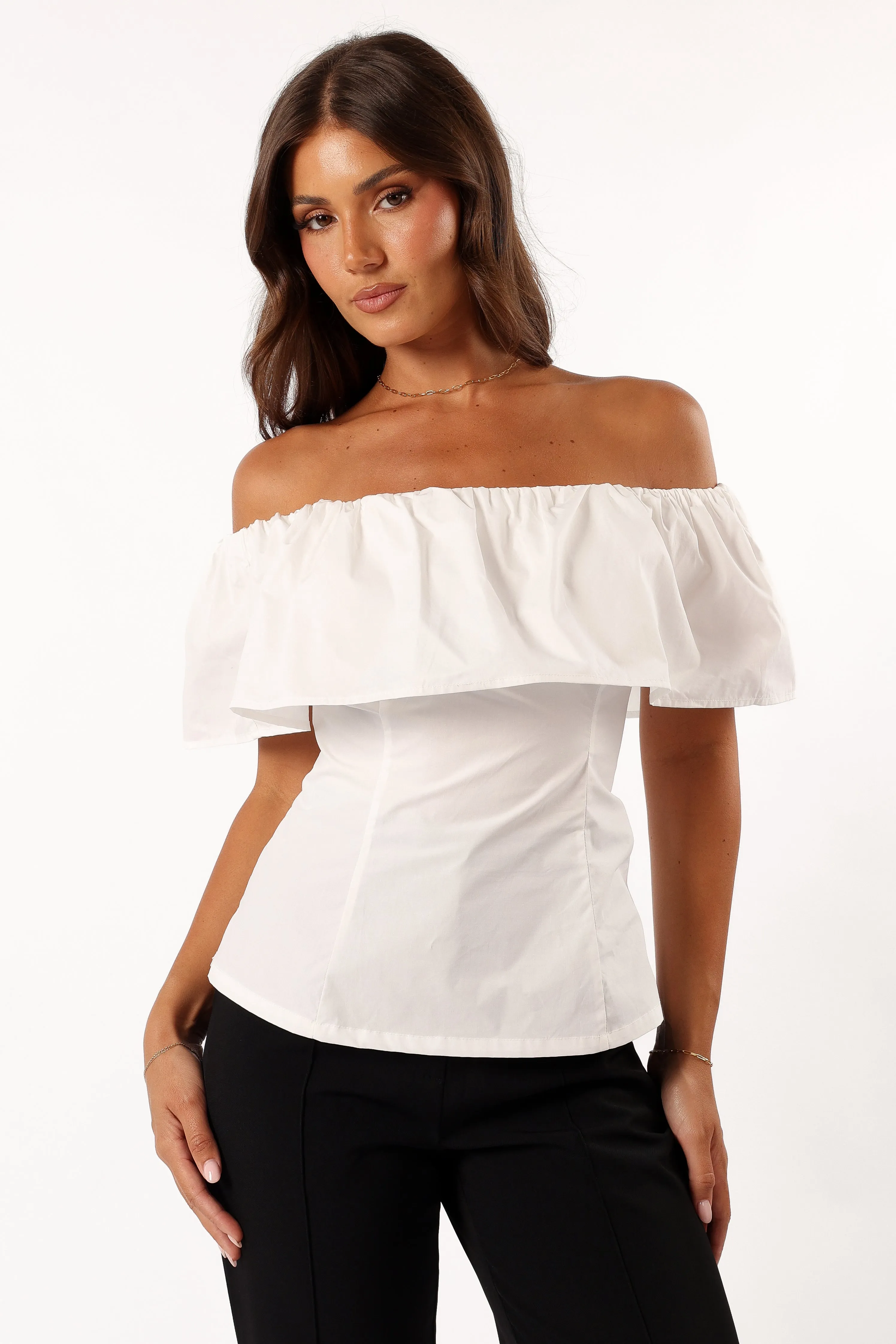 Emery Off The Shoulder Top - White sold by Petal & Pup