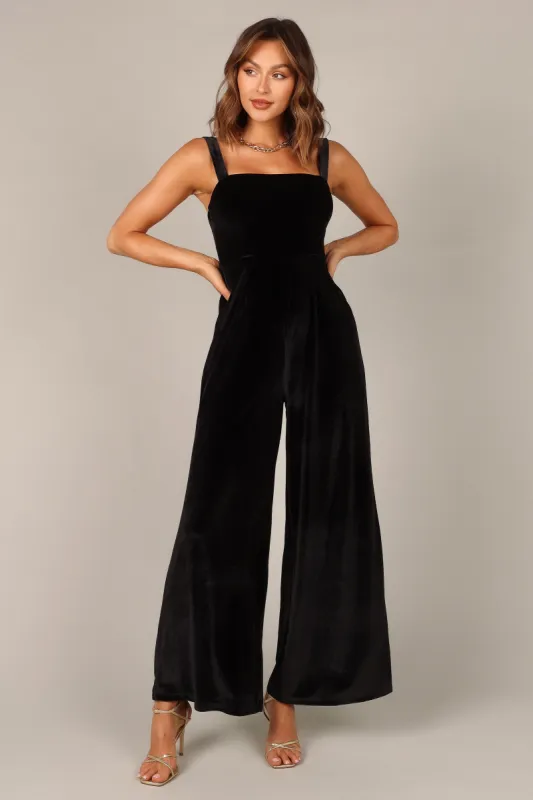 Scarlette Velvet Jumpsuit - Black sold by Petal & Pup