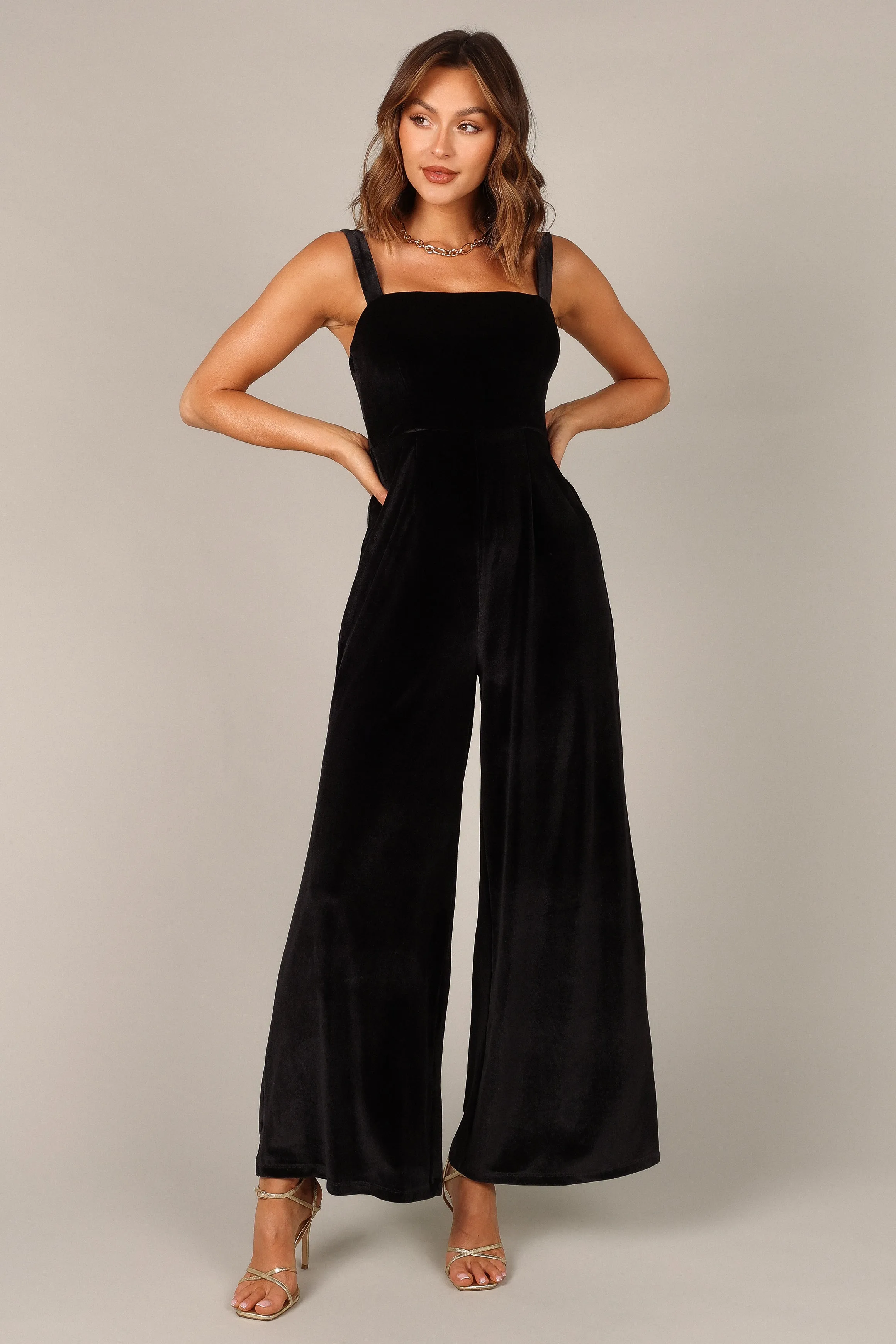 Scarlette Velvet Jumpsuit - Black sold by Petal & Pup