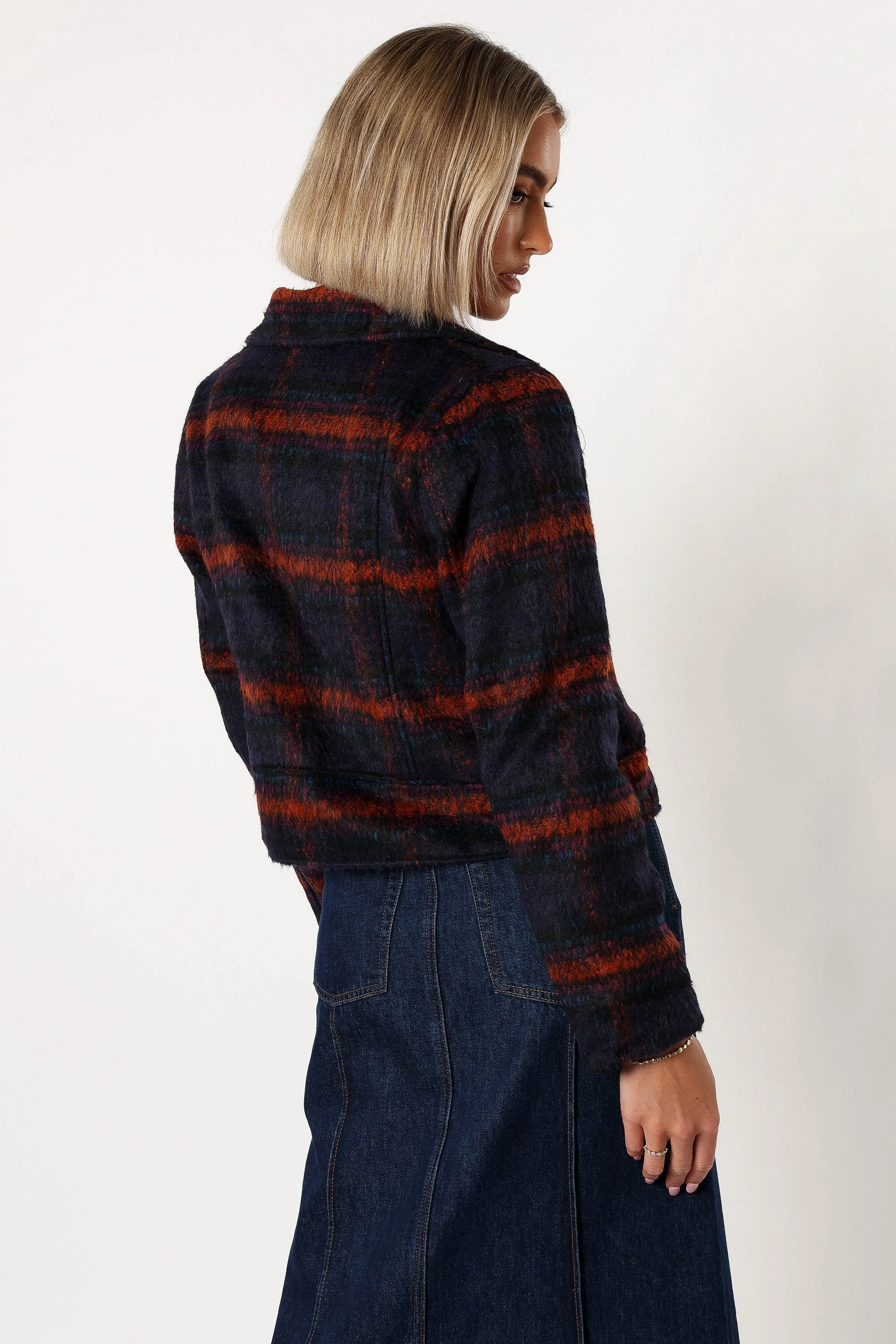 Logan Plaid Jacket - Navy/Teal sold by Petal & Pup product image thumbnail 3
