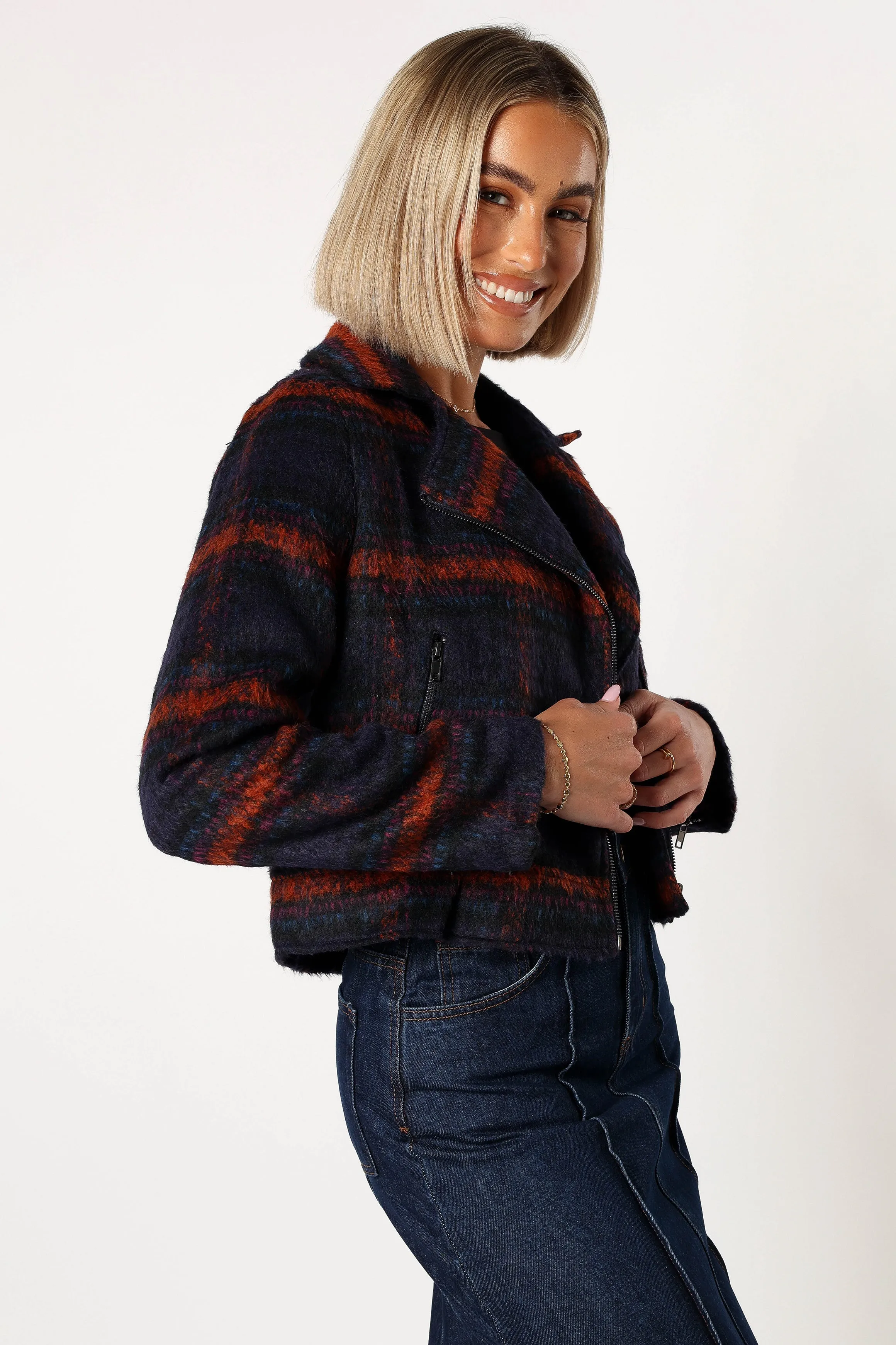 Logan Plaid Jacket - Navy/Teal sold by Petal & Pup product image thumbnail 4