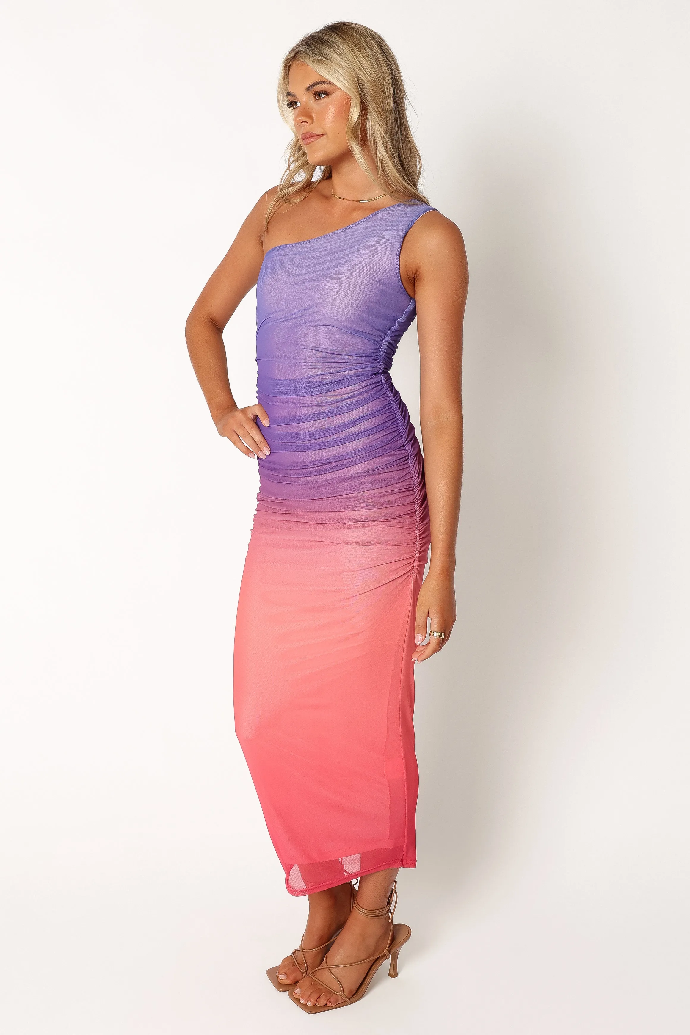 Dakota One Shoulder Midi Dress - Purple Gradient sold by Petal & Pup product image thumbnail 4