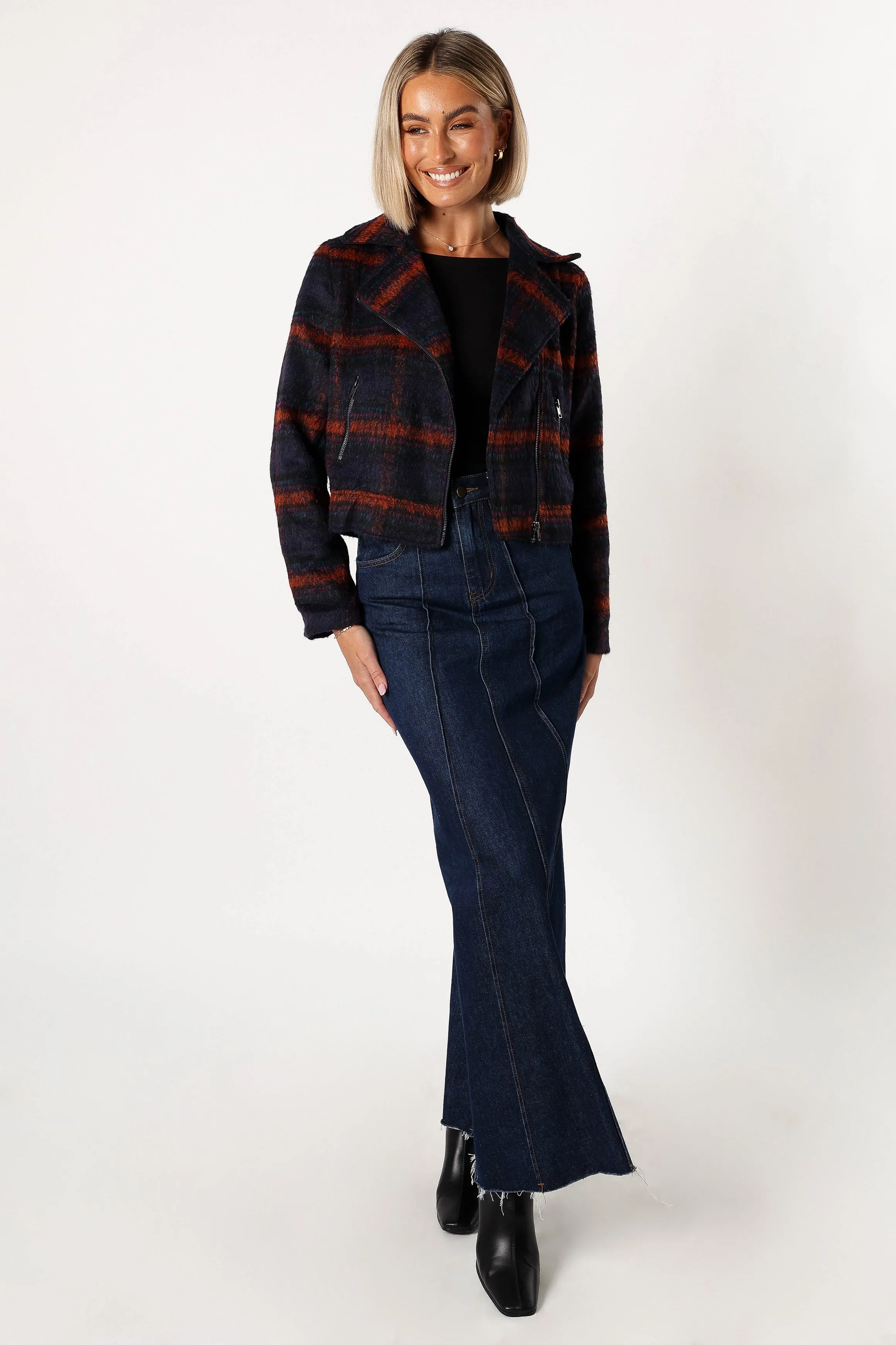 Logan Plaid Jacket - Navy/Teal sold by Petal & Pup product image thumbnail 5