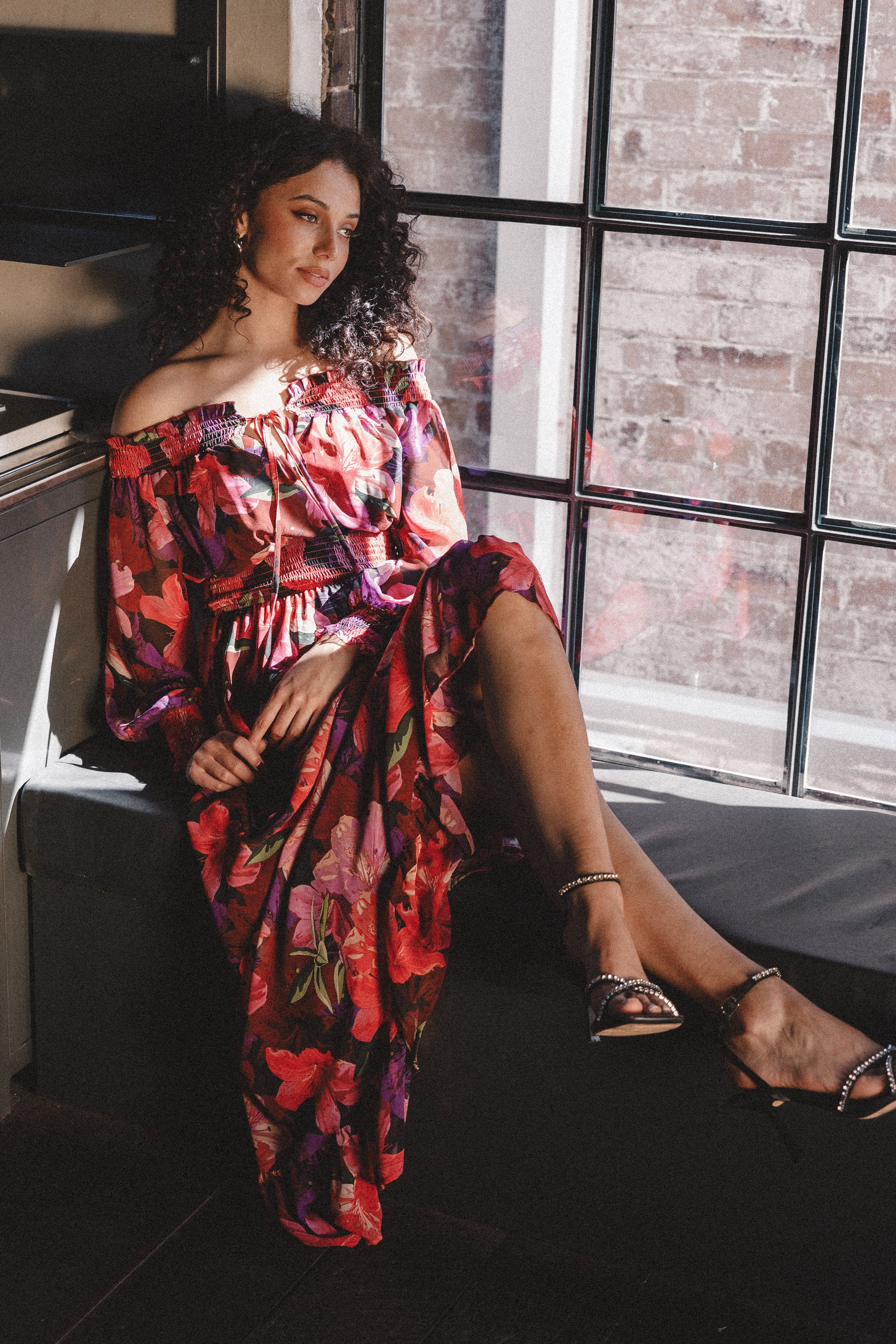 Luanne Off Shoulder Maxi Dress - Purple Floral sold by Petal & Pup product image thumbnail 2