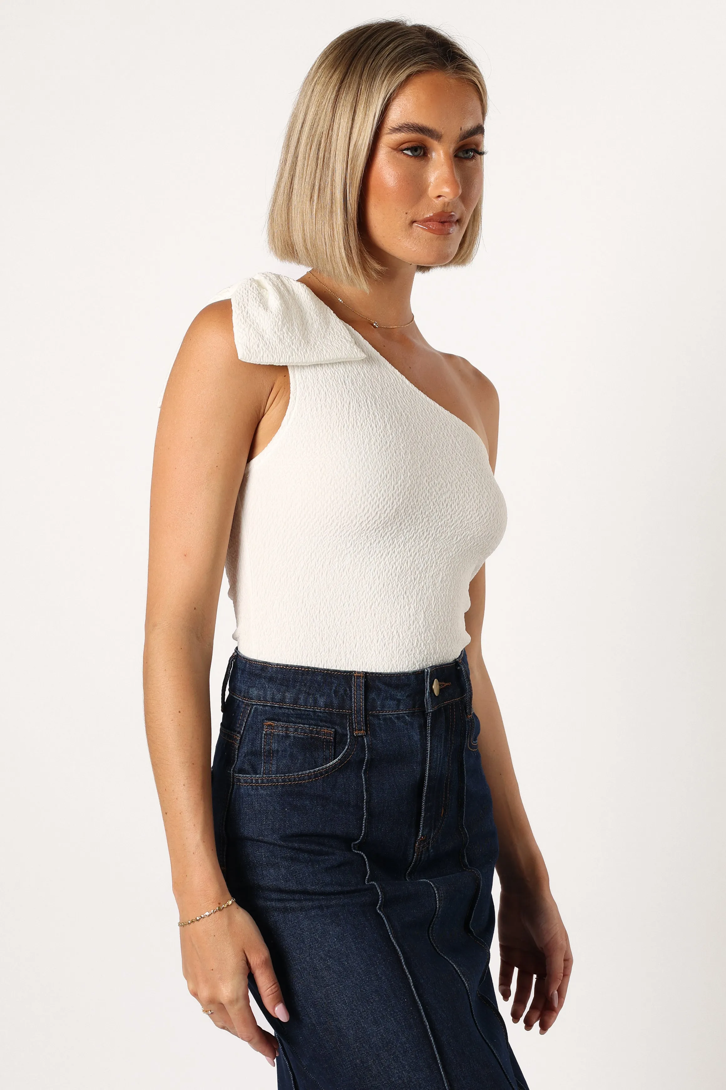 Jordana One Shoulder Bodysuit - White sold by Petal & Pup product image thumbnail 3