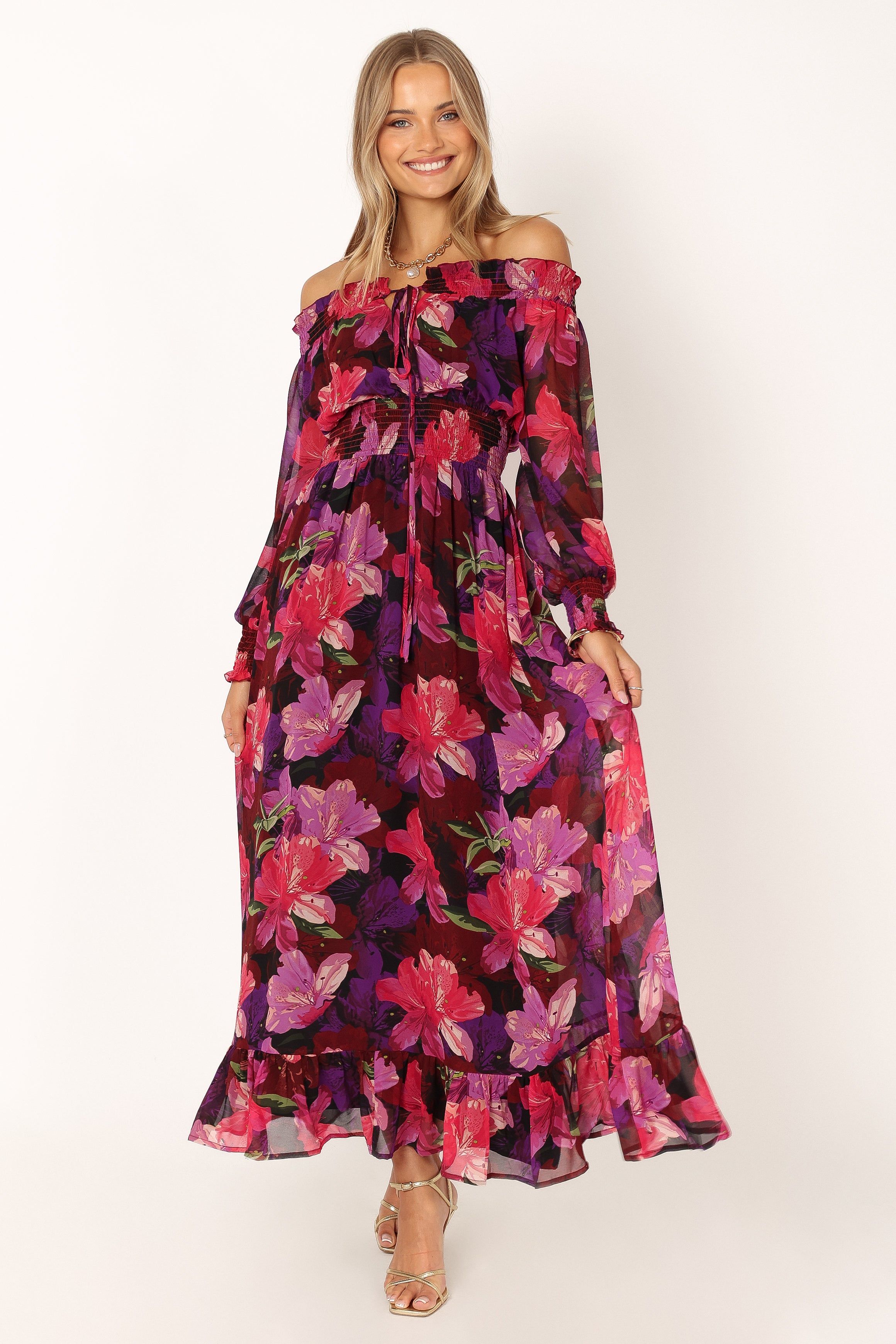 Luanne Off Shoulder Maxi Dress - Purple Floral sold by Petal & Pup product image thumbnail 3