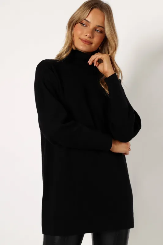 Nico Turtleneck Mini Dress - Black sold by Petal & Pup