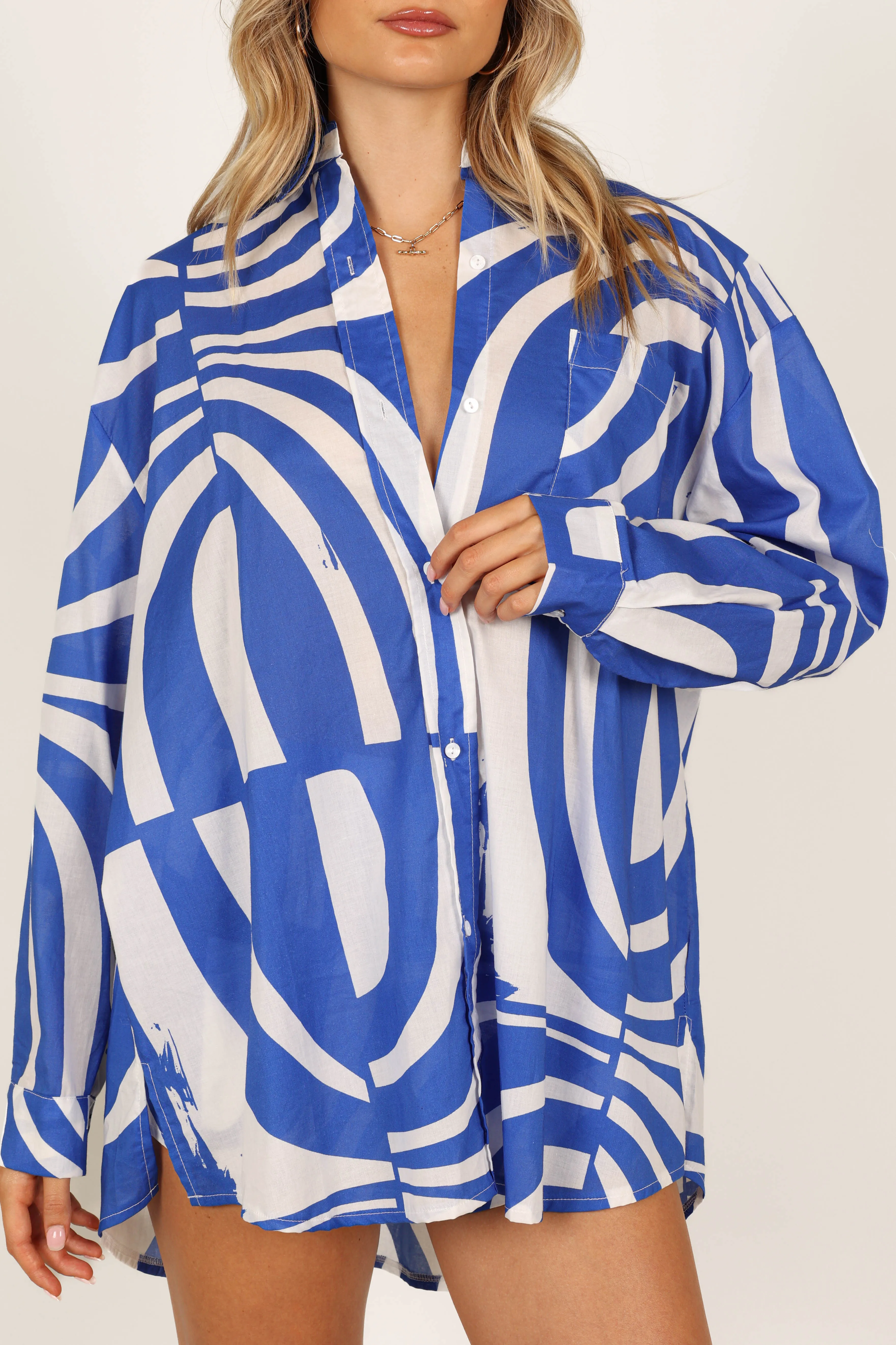 Heather Cotton Shirt - Blue Print sold by Petal & Pup product image thumbnail 4