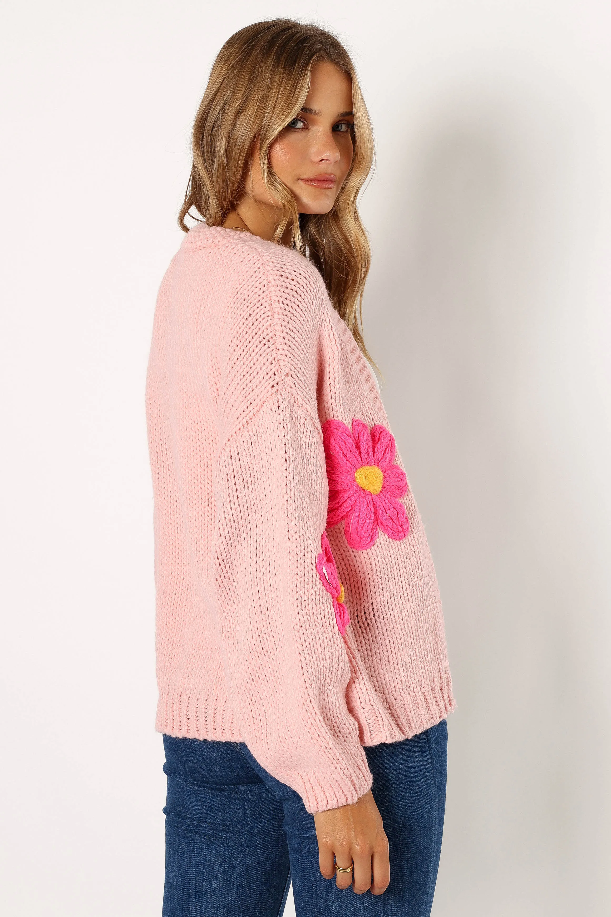 Clementine Flower Embroidered Open Front Cardigan - Pink sold by Petal & Pup product image thumbnail 4