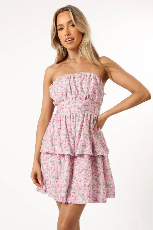 Kingsley Mini Ruffle Dress - Pink Purple sold by Petal & Pup